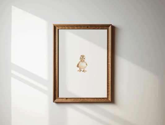 Baby Duck Nursery Wall Art | Woodland Animal Print in Soft Neutral Watercolor - Buy Wall Art