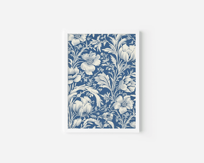 Blue and White Chinoiserie Wall Art | Vintage Floral Botanical Print - Buy Wall Art