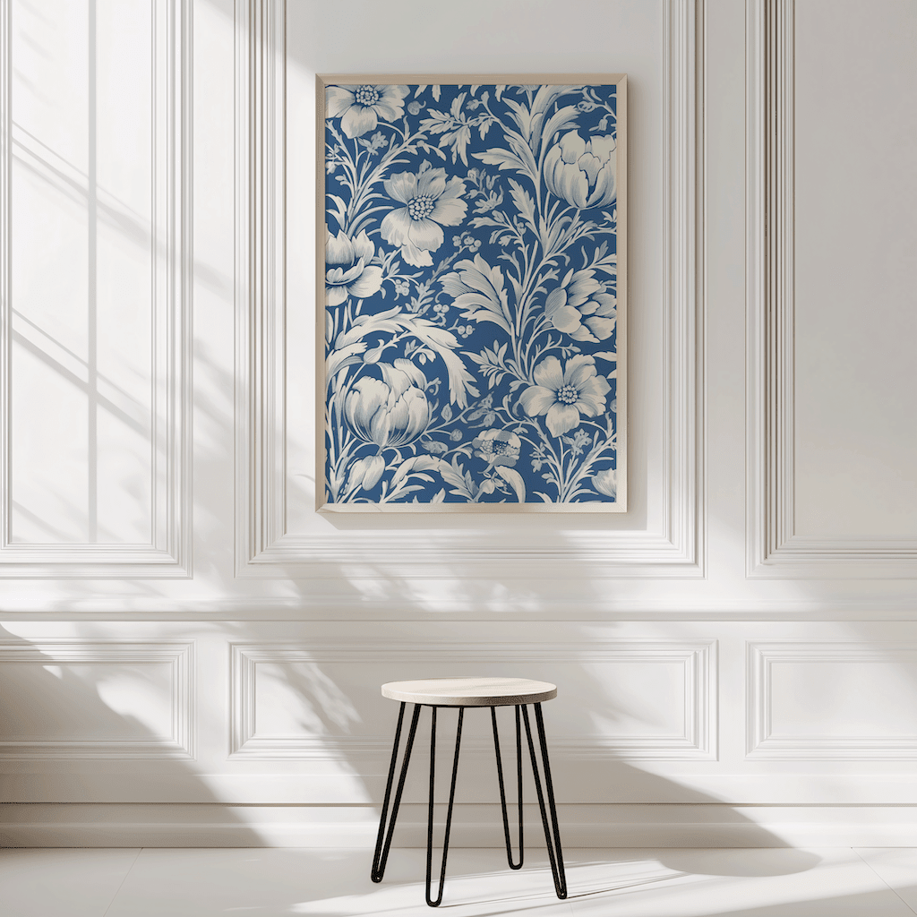 Blue and White Chinoiserie Wall Art | Vintage Floral Botanical Print - Buy Wall Art