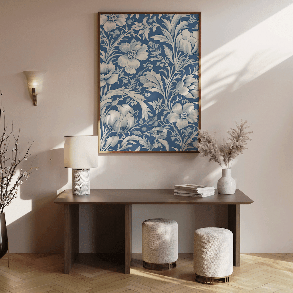 Blue and White Chinoiserie Wall Art | Vintage Floral Botanical Print - Buy Wall Art