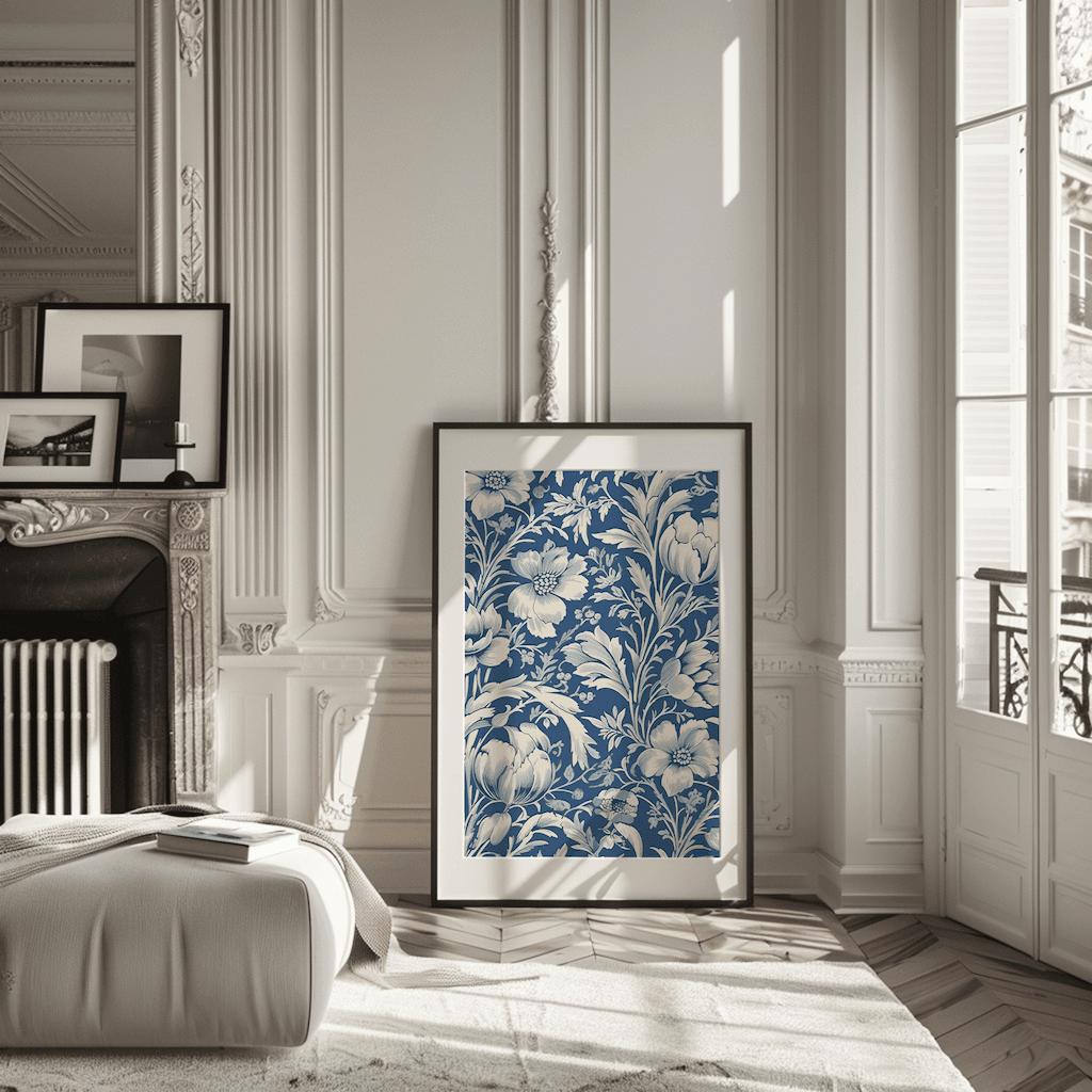 Blue and White Chinoiserie Wall Art | Vintage Floral Botanical Print - Buy Wall Art