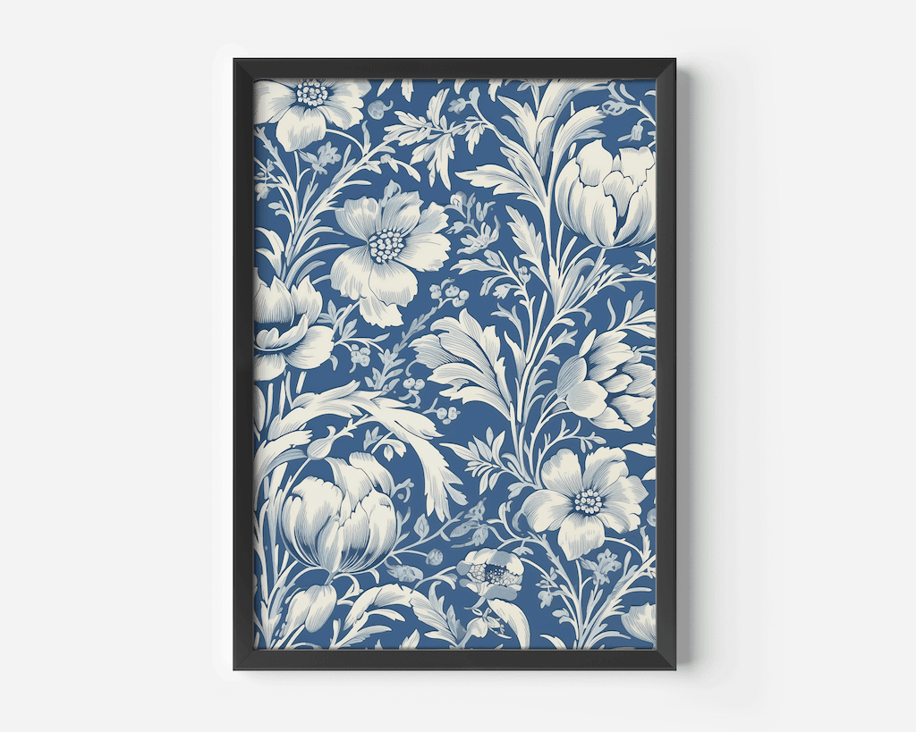 Blue and White Chinoiserie Wall Art | Vintage Floral Botanical Print - Buy Wall Art