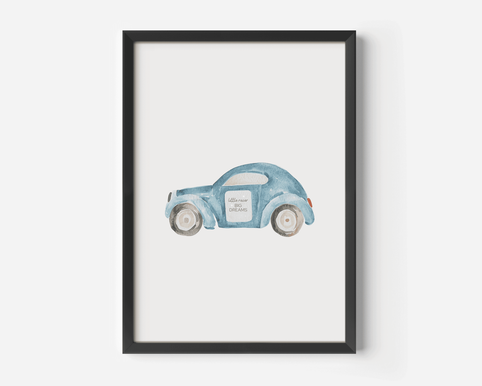 Blue Car Nursery Wall Art Print – Boys Bedroom, Playroom & Baby Boy Decor - Buy Wall Art