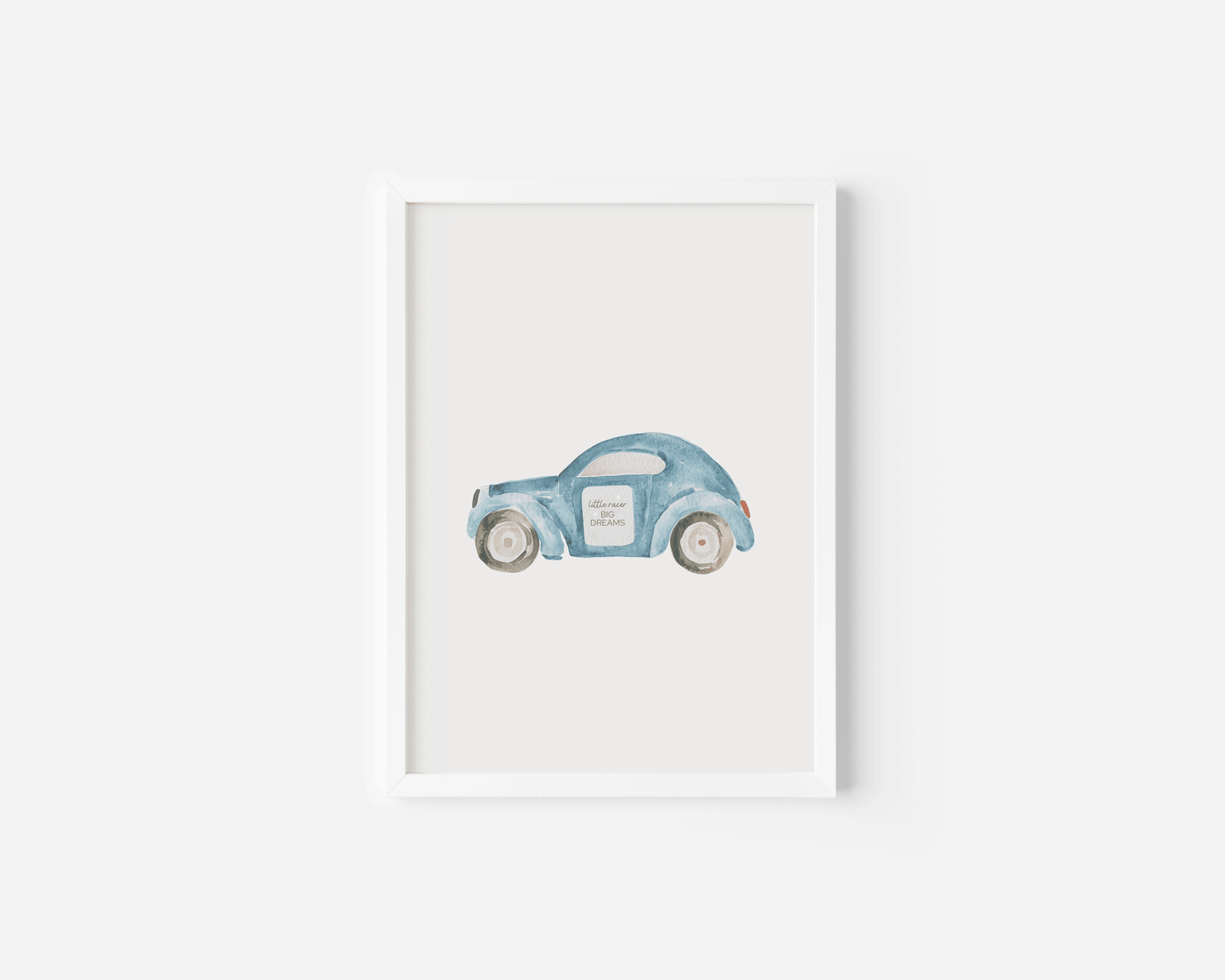 Blue Car Nursery Wall Art Print – Boys Bedroom, Playroom & Baby Boy Decor - Buy Wall Art