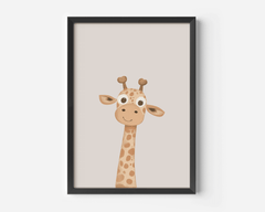 Black-framed neutral giraffe nursery print