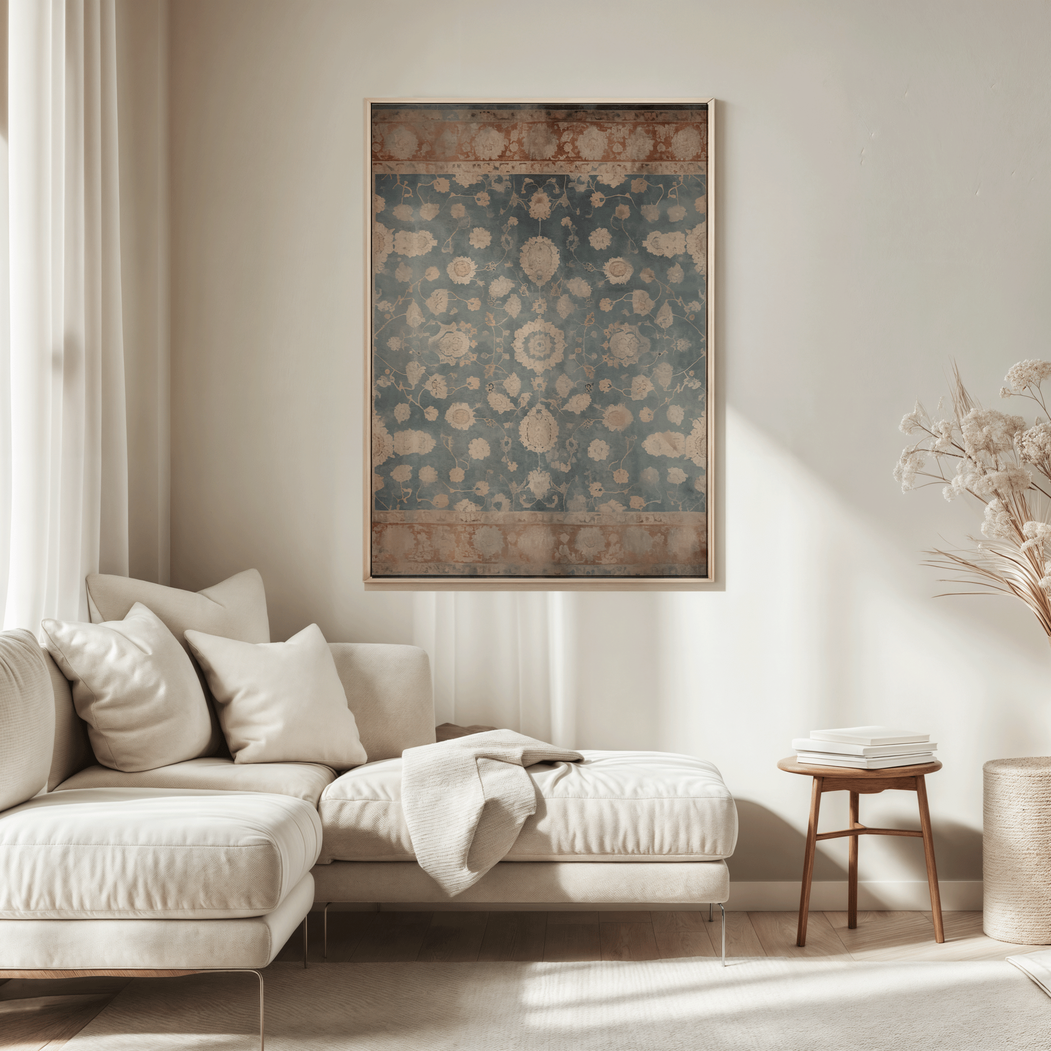 Botanical Textile Tapestry Art - Burgundy and Beige | Canvas Art, Art Prints & Framed Canvas - Buy Wall Art