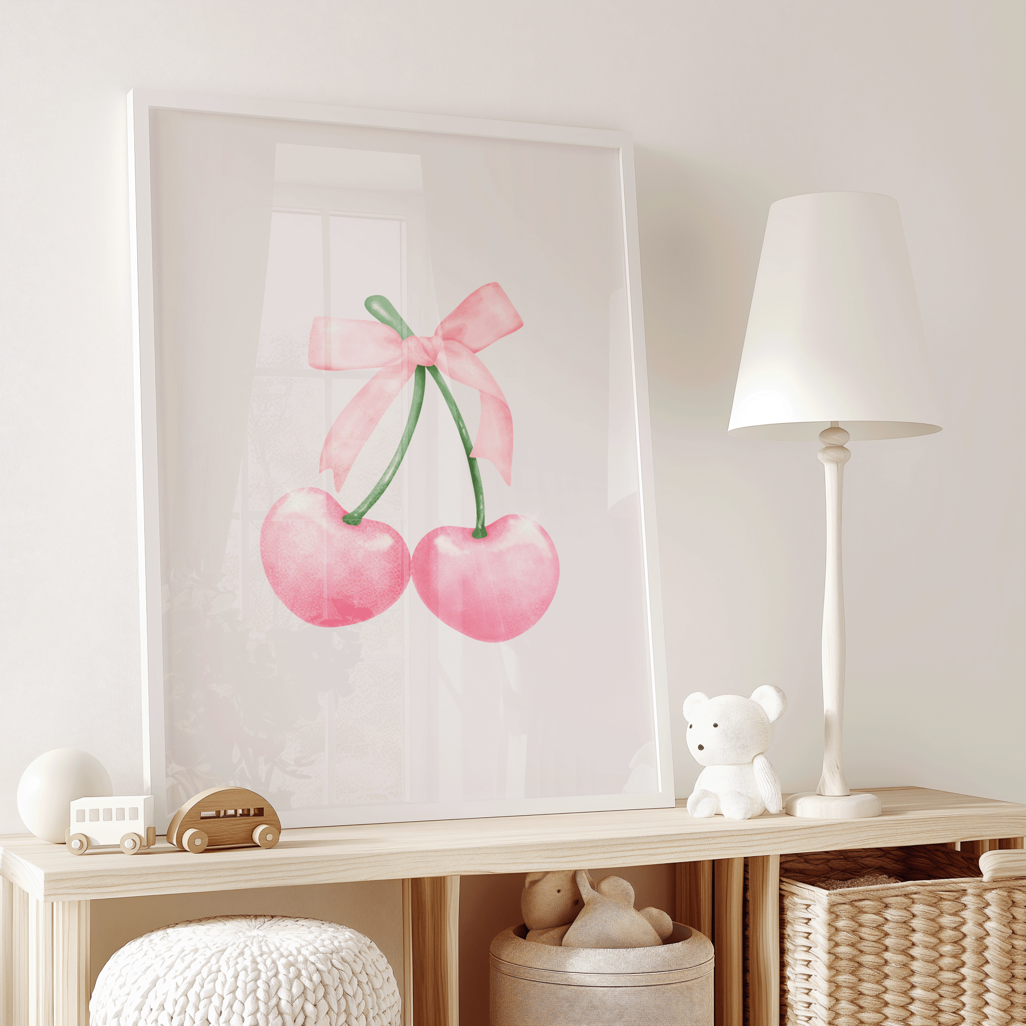 Cherry Bow Nursery Wall Art | Canvas Art, Art Prints & Framed Canvas - Buy Wall Art