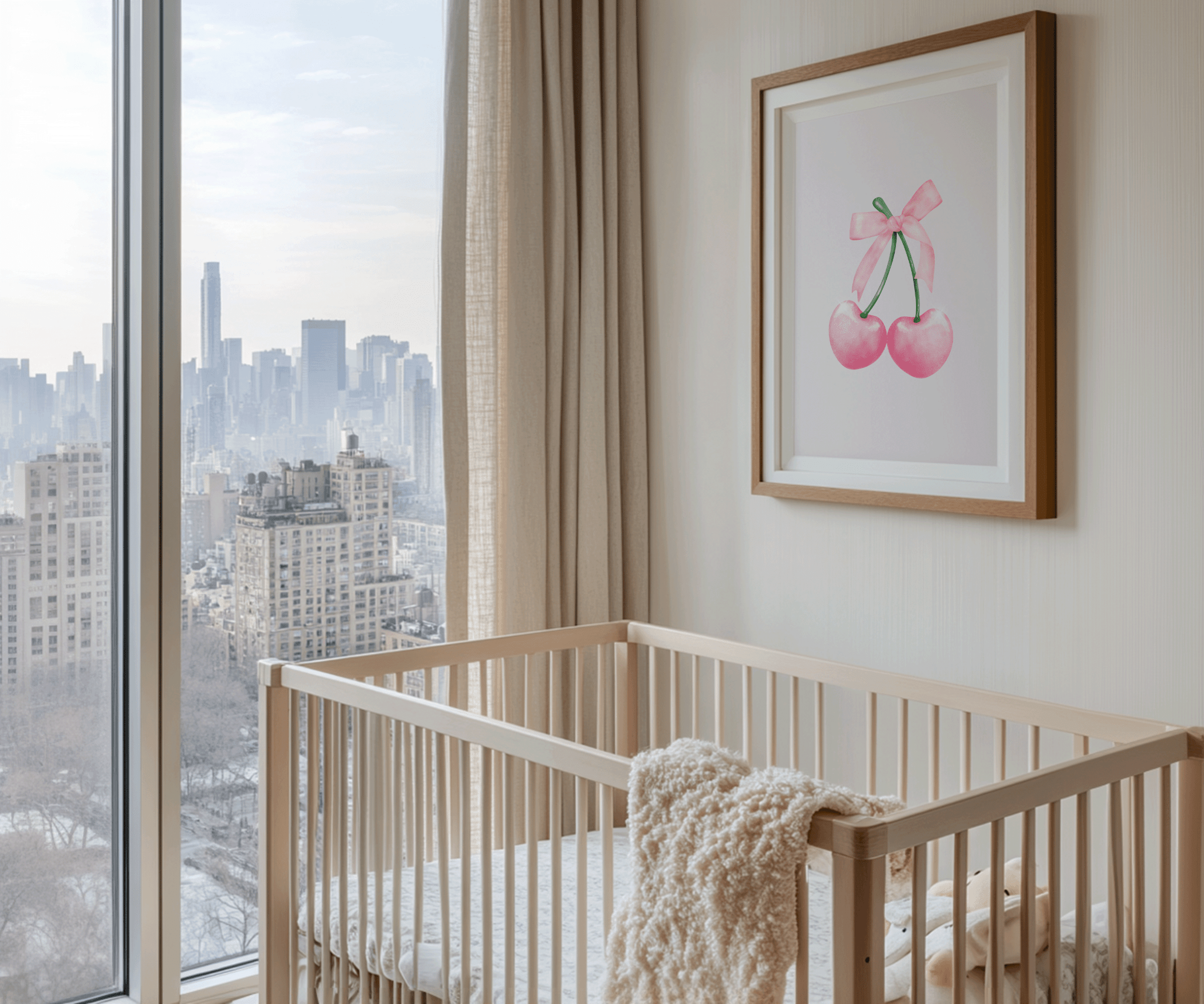 Cherry Bow Nursery Wall Art | Canvas Art, Art Prints & Framed Canvas - Buy Wall Art