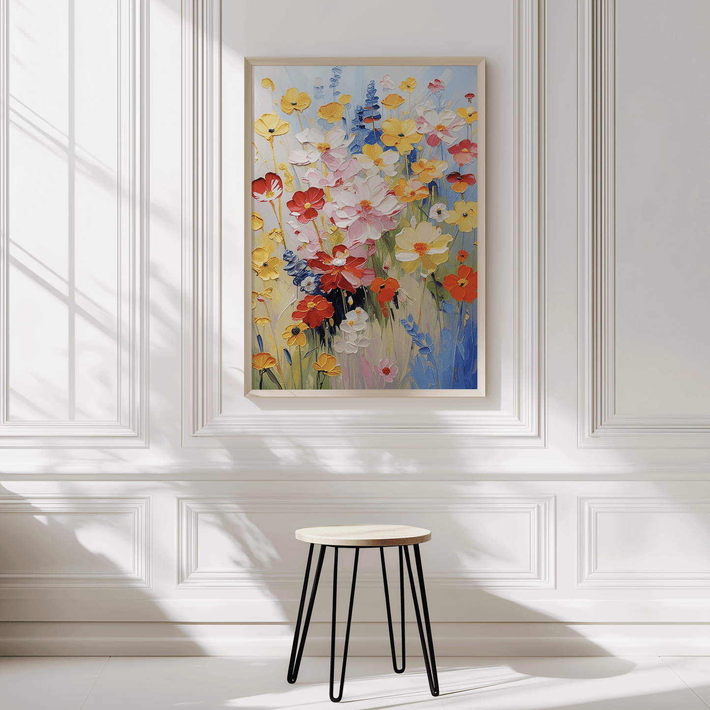 Colorful Wildflower Wall Art | Bright Botanical Print with Painted Texture Effect - Buy Wall Art