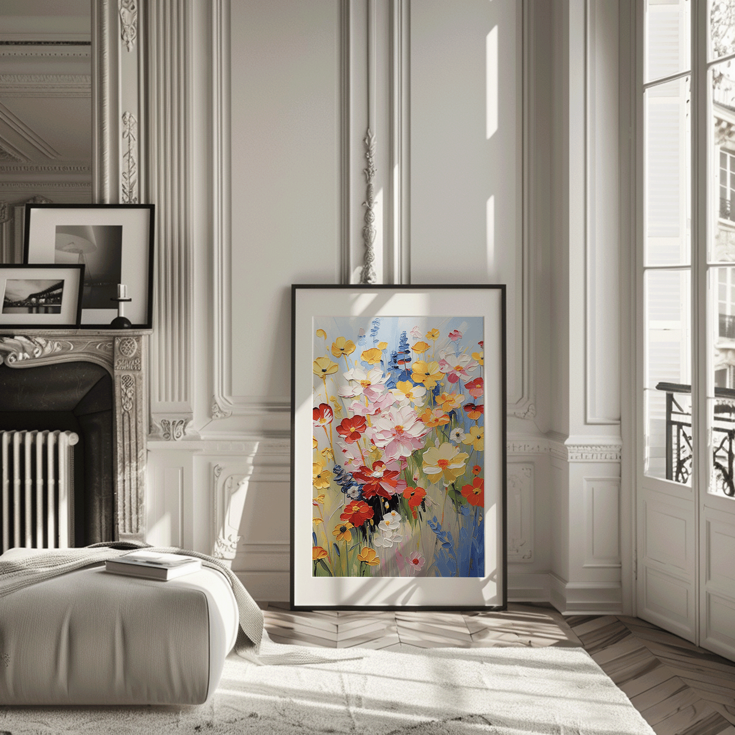 Colorful Wildflower Wall Art | Bright Botanical Print with Painted Texture Effect - Buy Wall Art