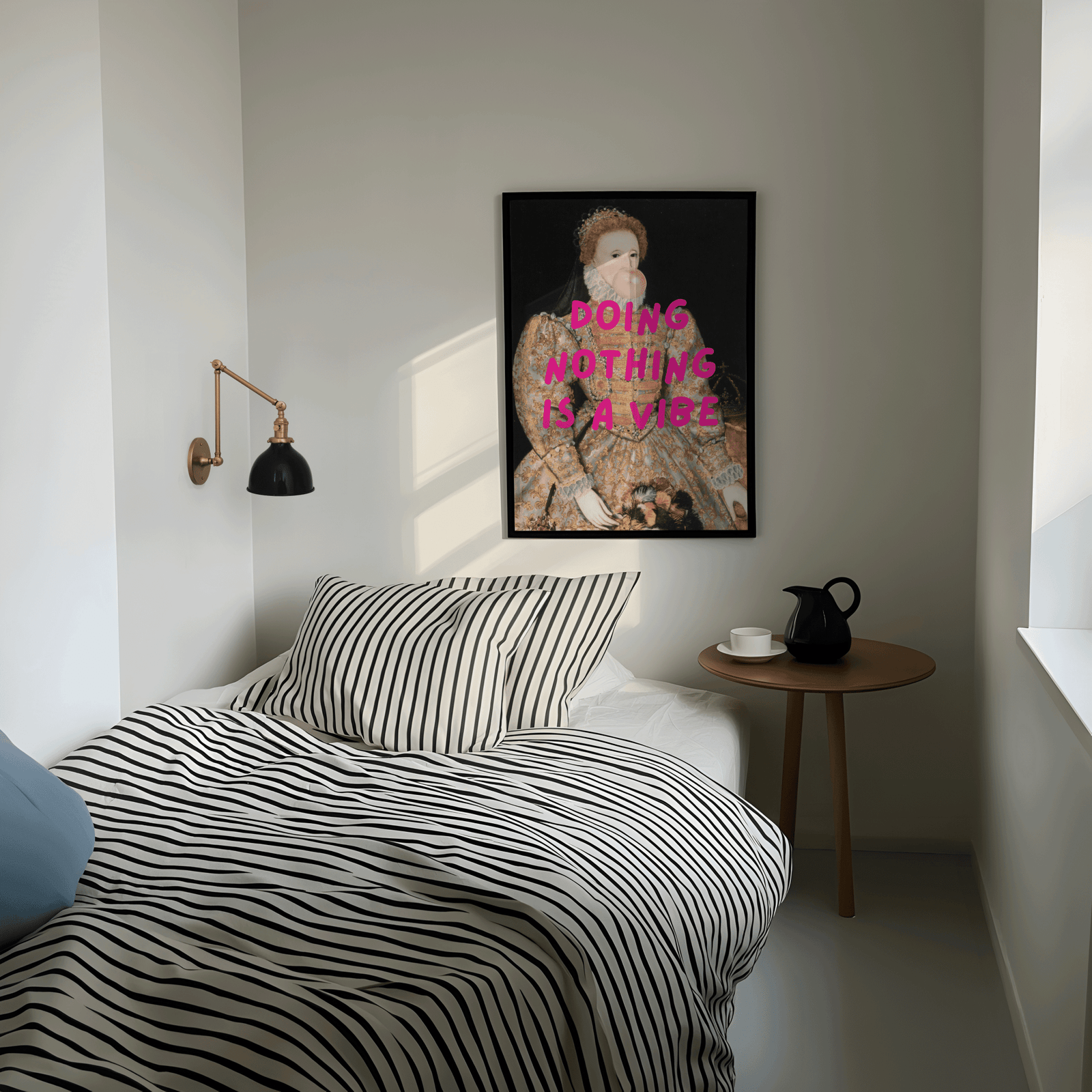 “Doing Nothing Is a Vibe” Pink Bubblegum Print - Funny Portrait Wall Art | Canvas Art, Art Prints & Framed Canvas - Buy Wall Art