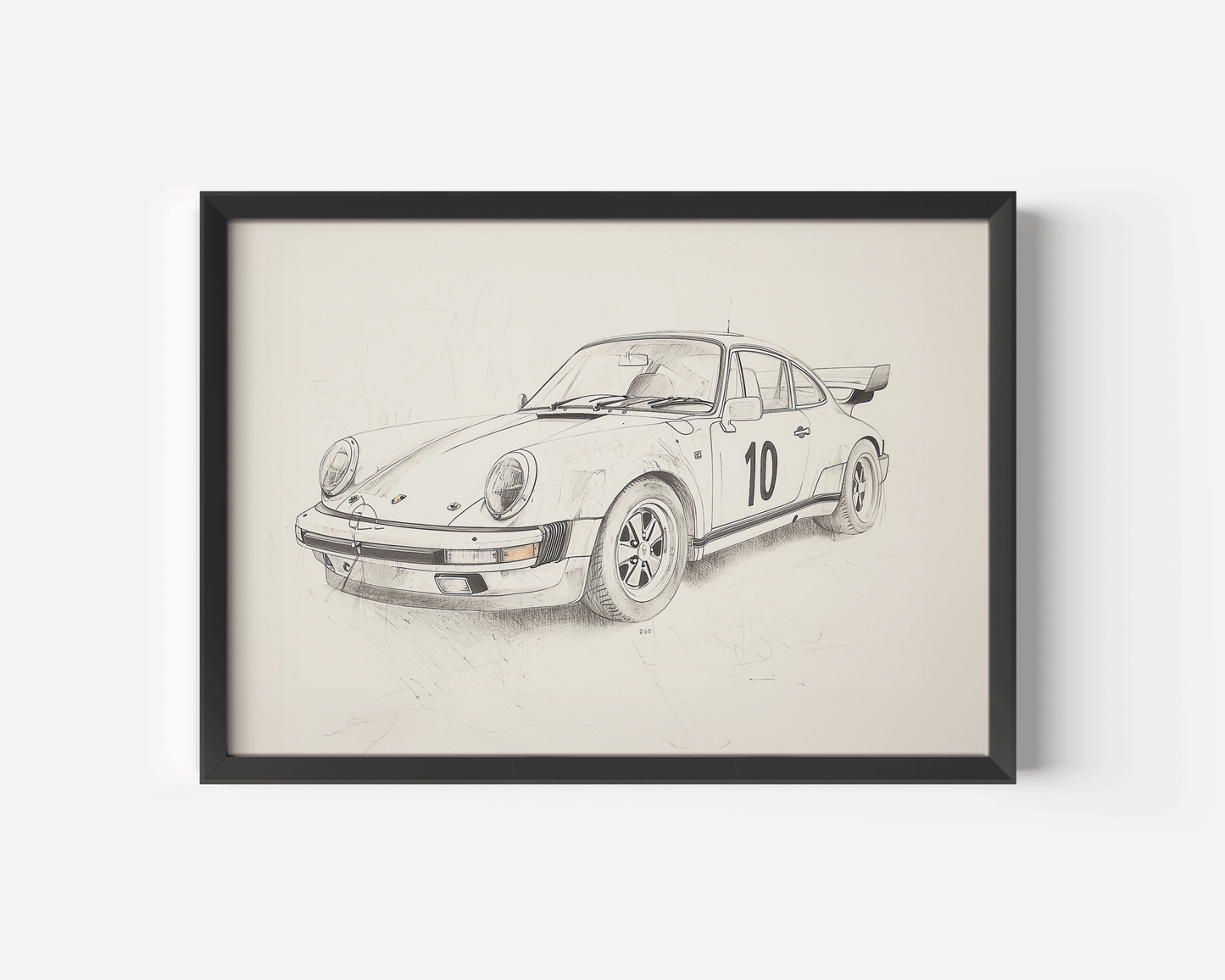Framed Porsche Wall Art – Vintage Car Sketch Print for Nursery, Office, or Man Cave - Buy Wall Art
