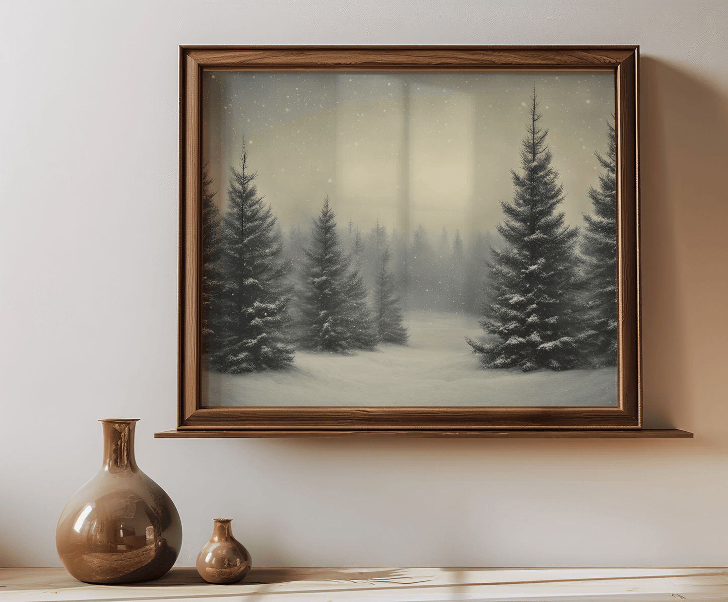 Framed Winter Forest Wall Art – Snowy Pine Tree Canvas Print - Buy Wall Art