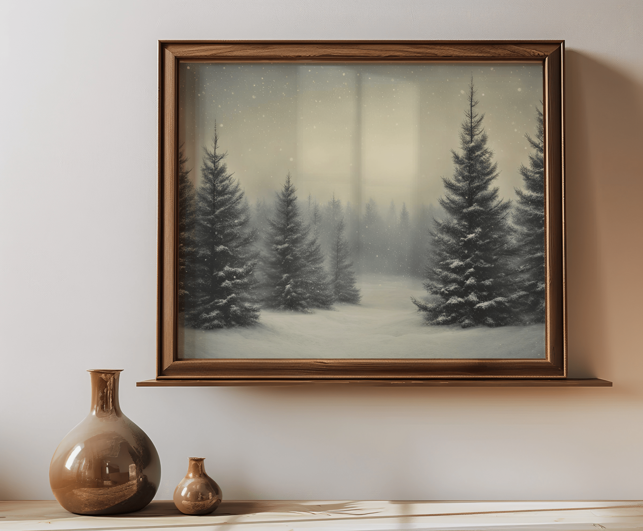 Framed Winter Forest Wall Art – Snowy Pine Tree Canvas Print - Buy Wall Art