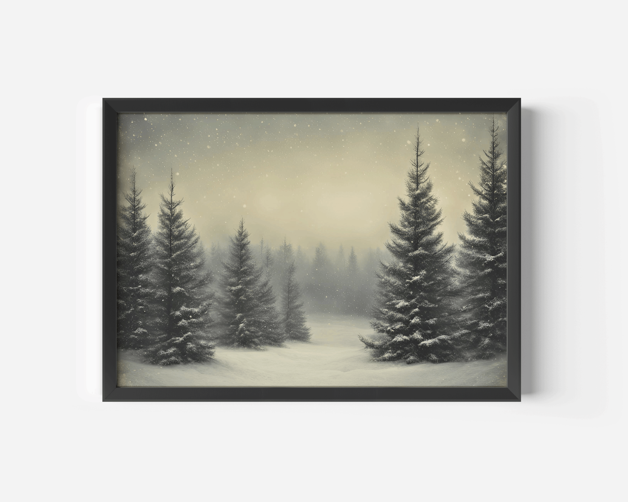 Framed Winter Forest Wall Art – Snowy Pine Tree Canvas Print - Buy Wall Art