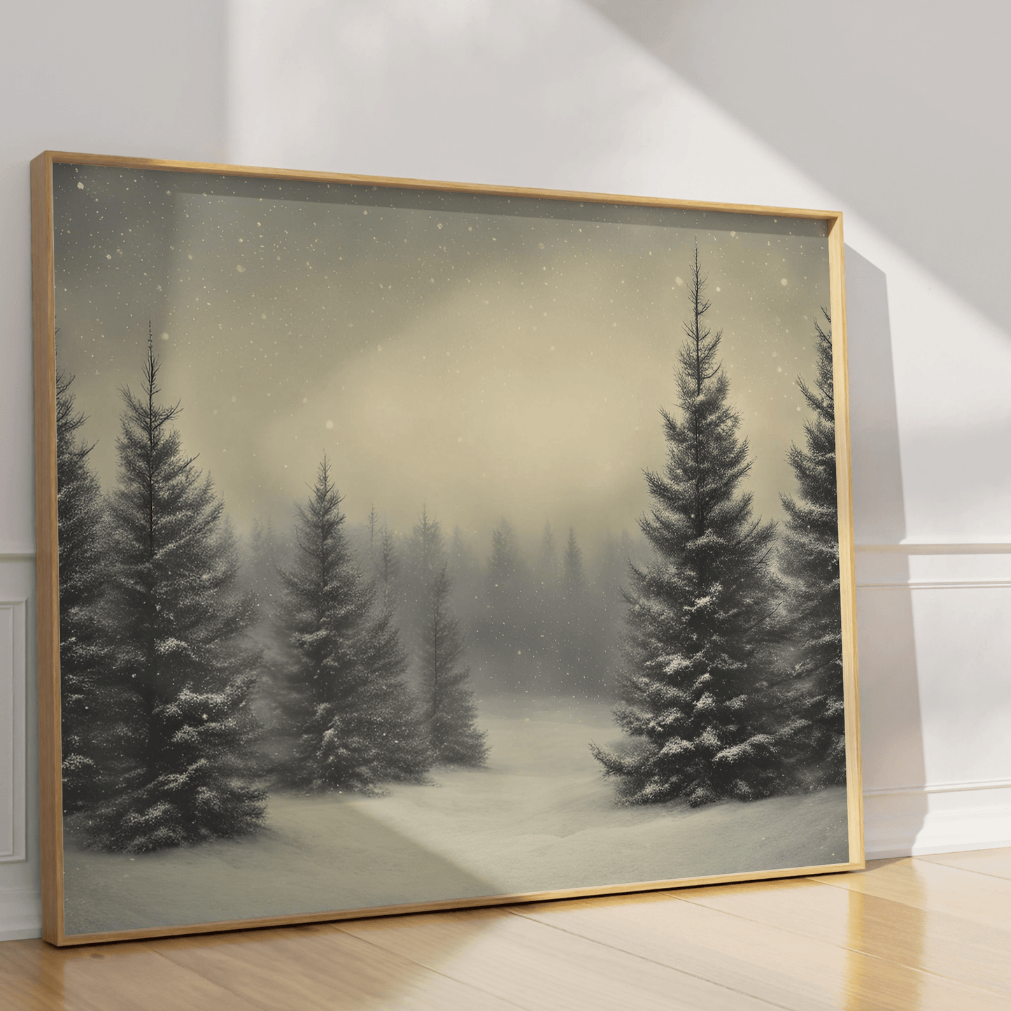 Framed Winter Forest Wall Art – Snowy Pine Tree Canvas Print - Buy Wall Art