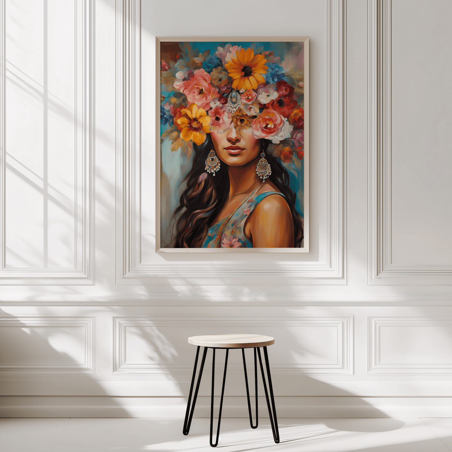 Girl With Flower Head | Canvas Art, Art Prints & Framed Canvas - Buy Wall Art