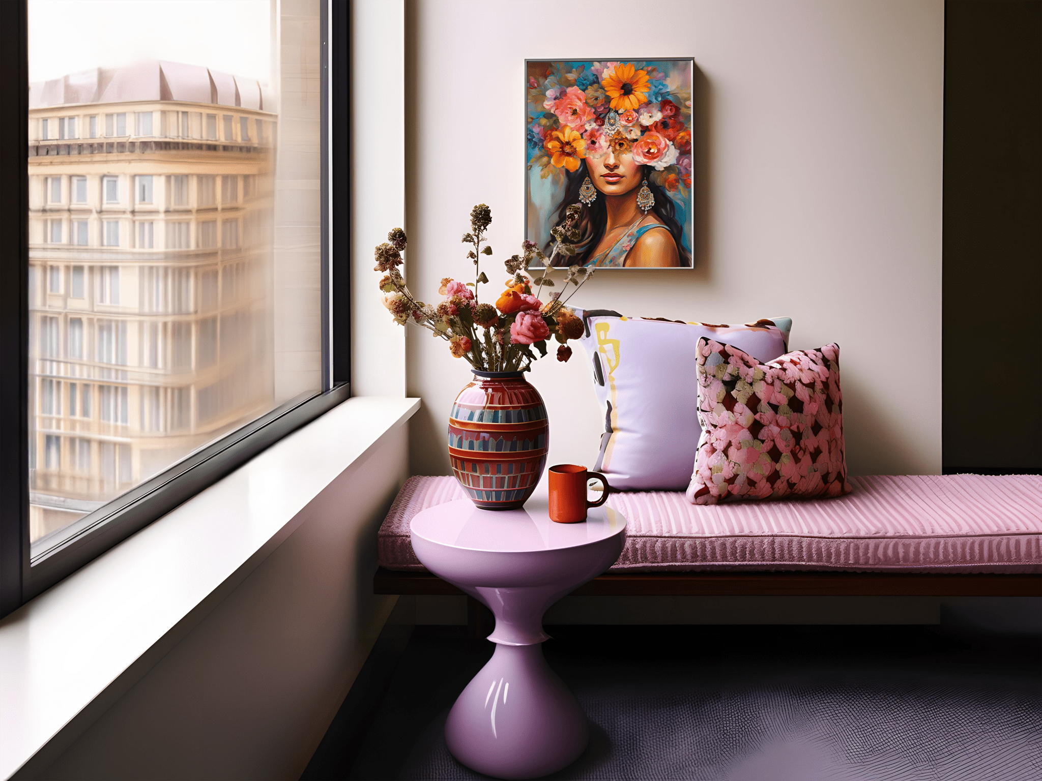 Girl With Flower Head | Canvas Art, Art Prints & Framed Canvas - Buy Wall Art