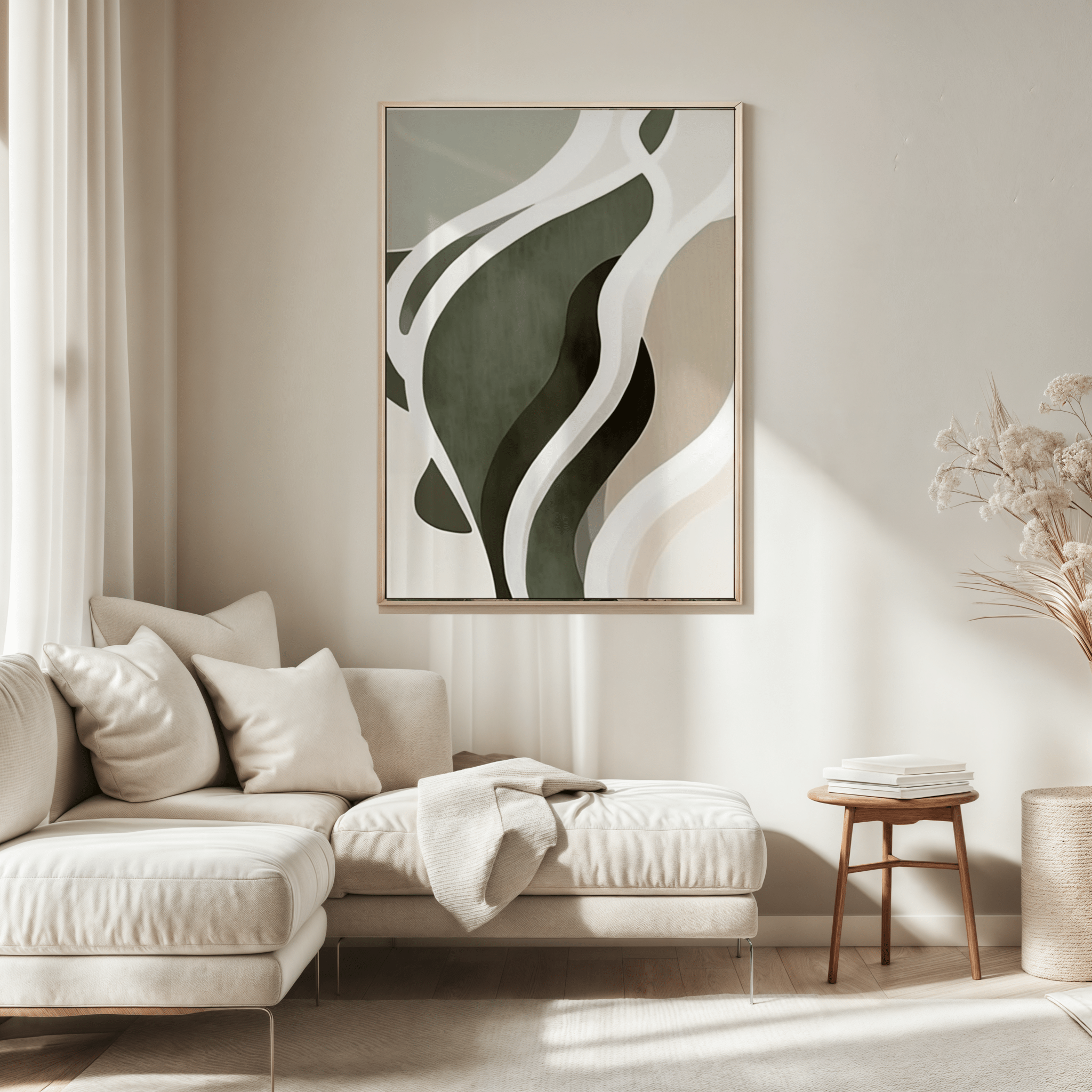 Green Beige Abstract Art 1 | Canvas Art, Art Prints & Framed Canvas - Buy Wall Art