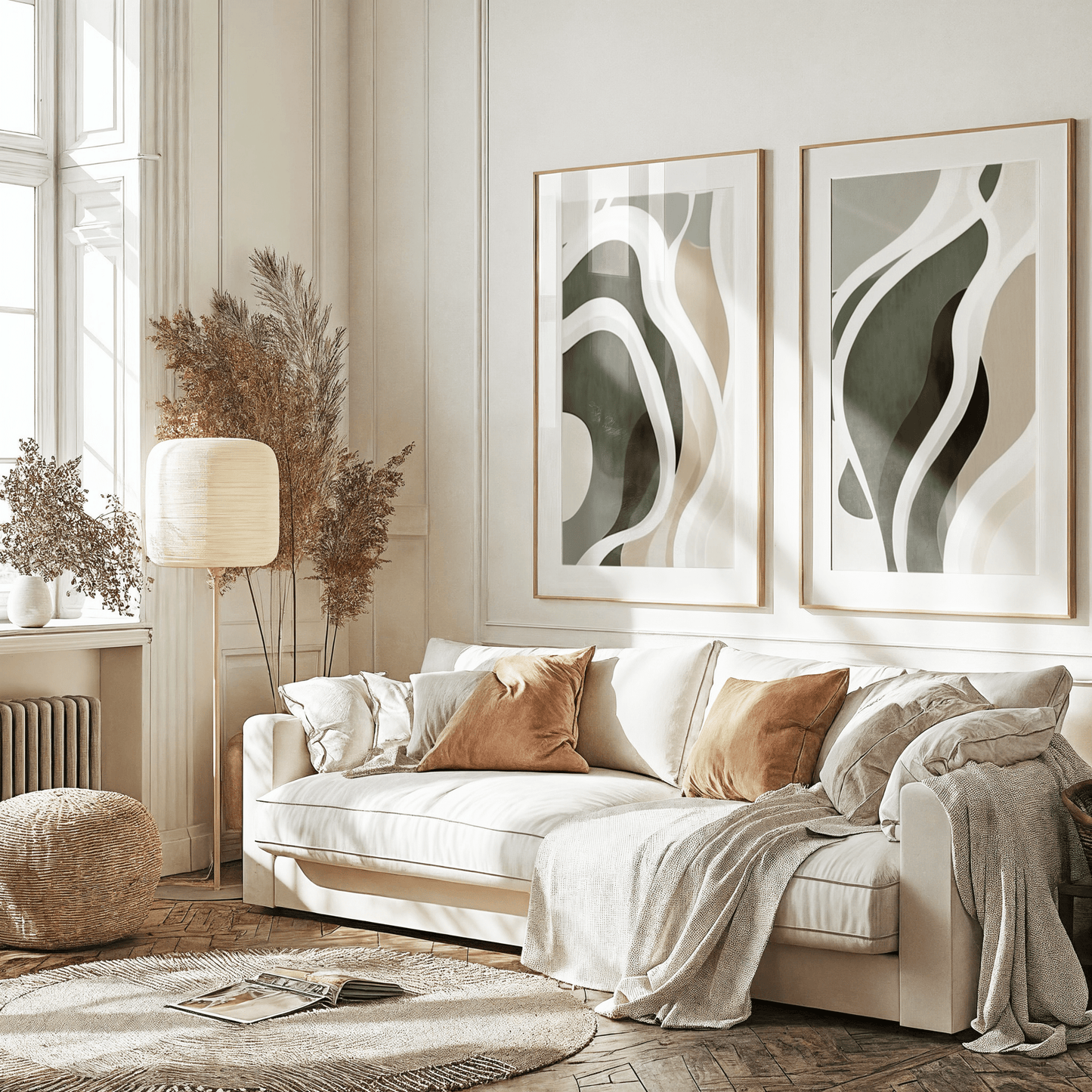 Green Beige Abstract Wall Art 2 | Canvas Art, Art Prints & Framed Canvas - Buy Wall Art