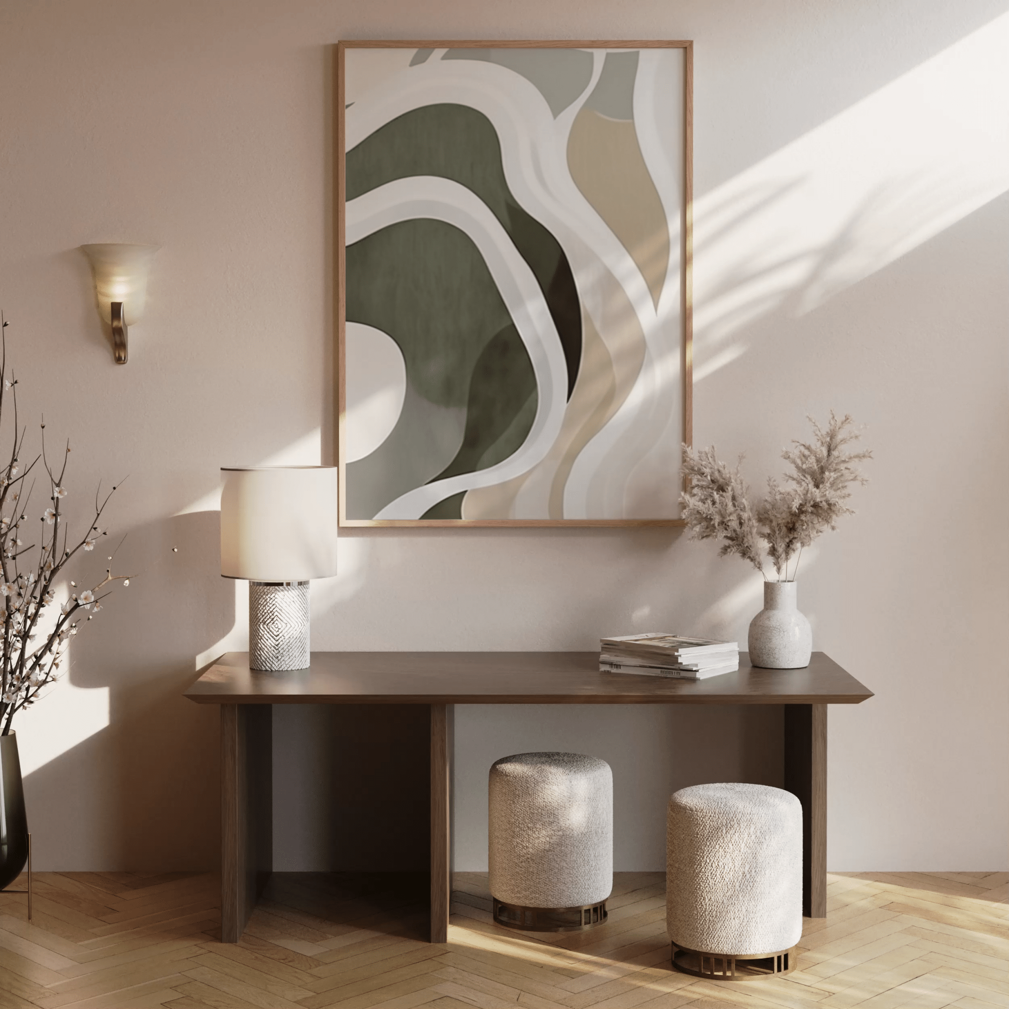 Green Beige Abstract Wall Art 2 | Canvas Art, Art Prints & Framed Canvas - Buy Wall Art