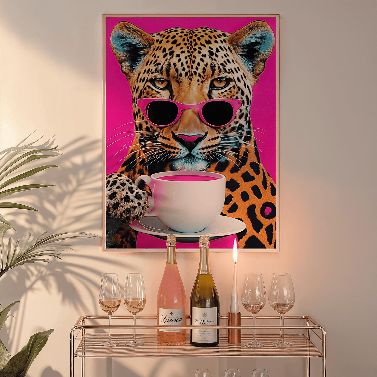 Leopard Drinking Coffee Print | Canvas Art, Art Prints & Framed Canvas - Buy Wall Art