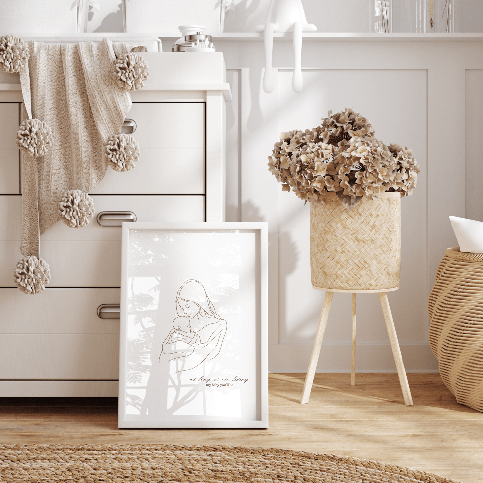 Mother and Baby Line Art for Nursery | Canvas Art, Art Prints & Framed Canvas - Buy Wall Art