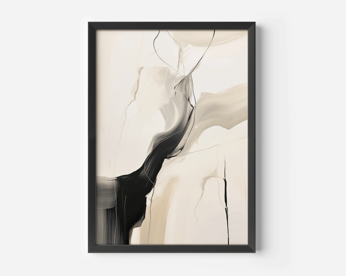 Neutral Black and Beige Abstract — Minimalist Wall Art