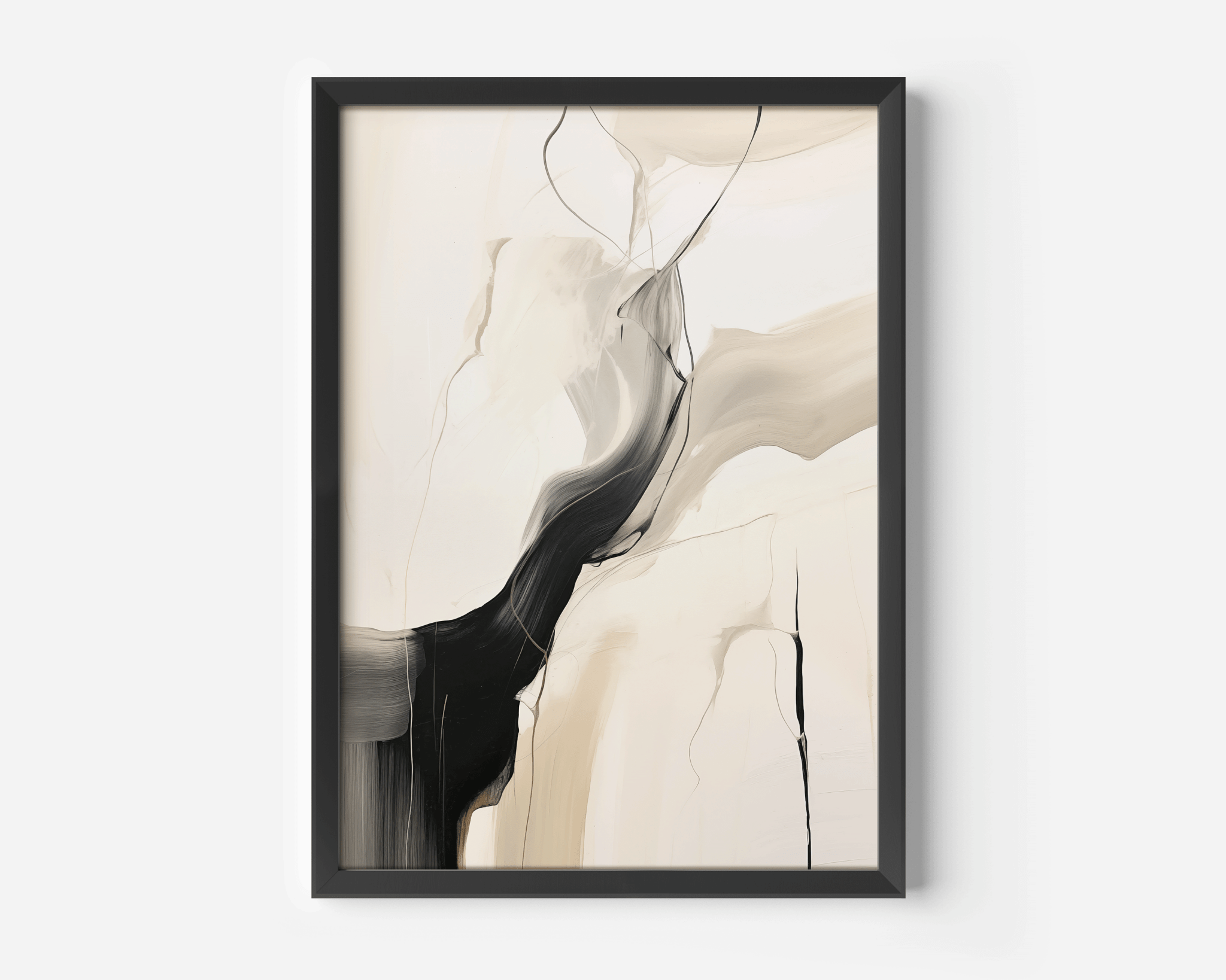 Neutral Black and Beige Abstract — Minimalist Wall Art