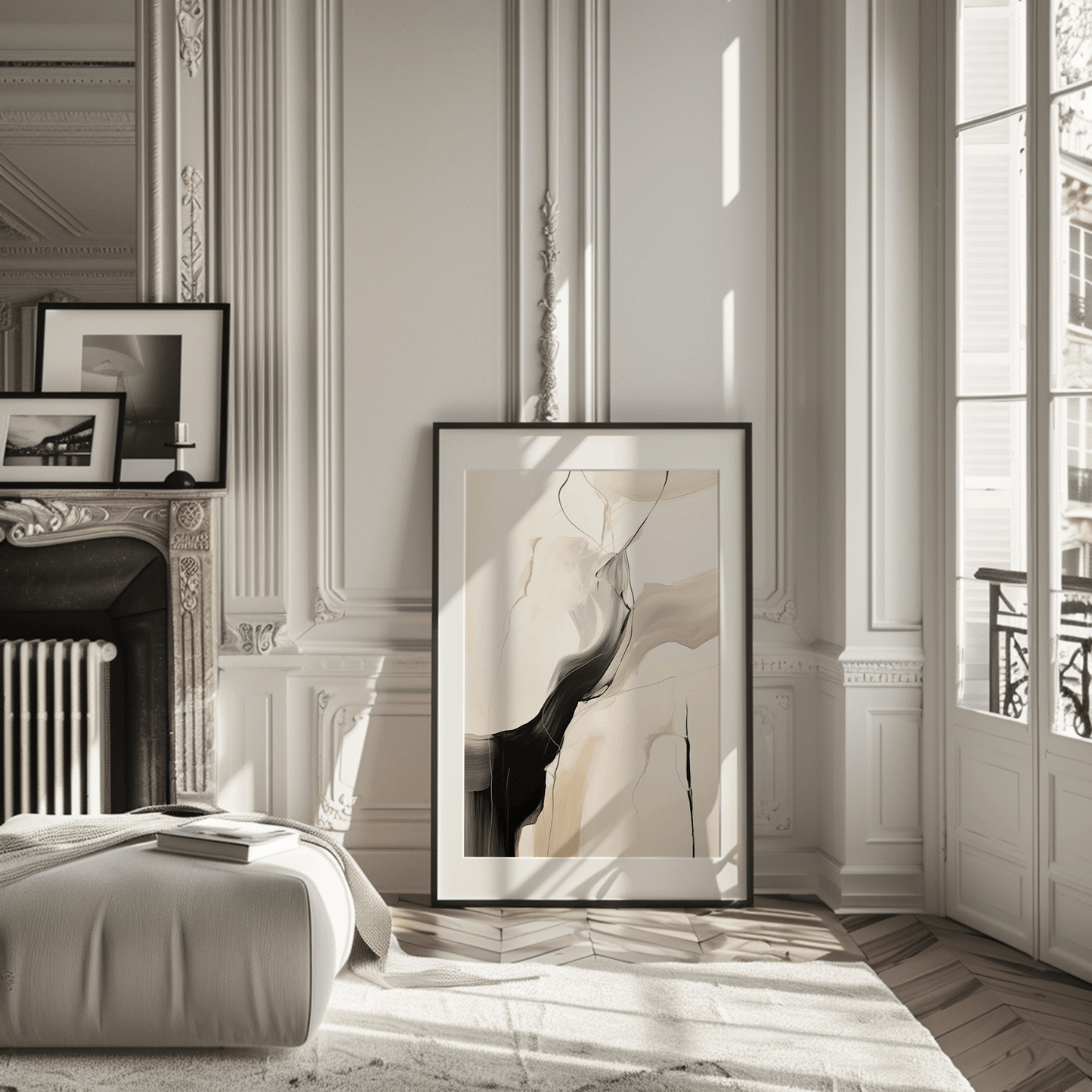 Neutral Black and Beige Abstract — Minimalist Wall Art