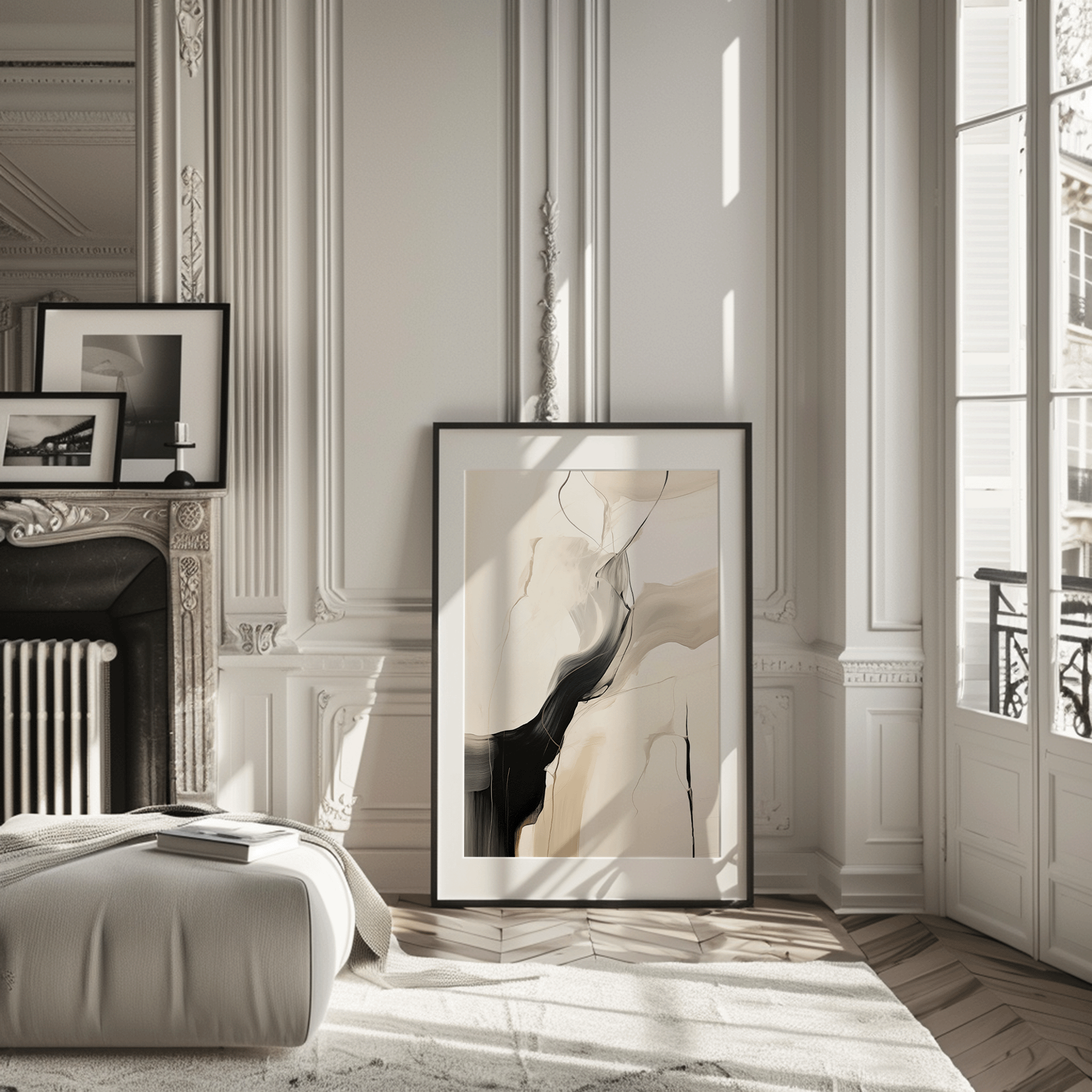 Neutral Black and Beige Abstract — Minimalist Wall Art
