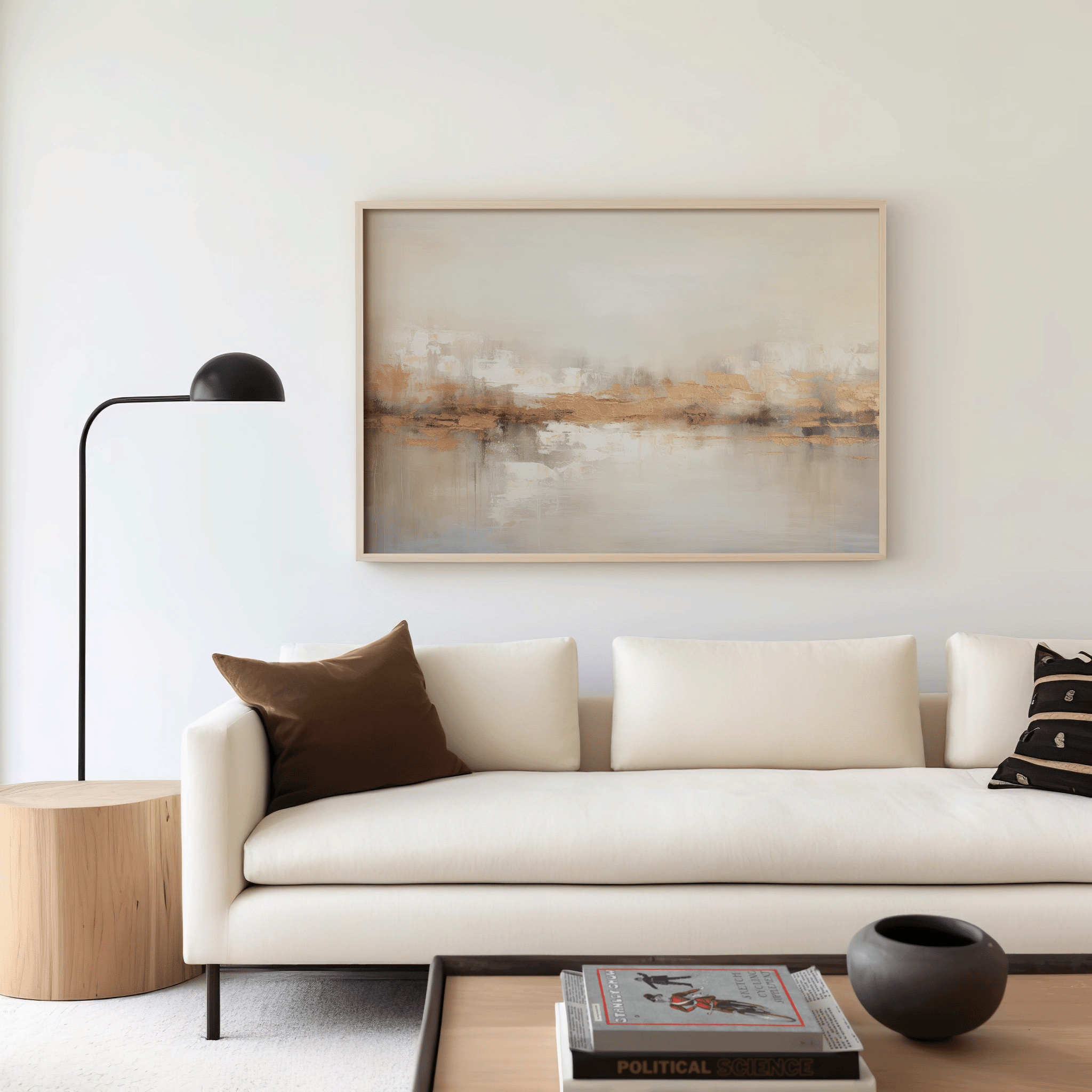 Neutral Gold Abstract Wall Art - Modern Luxury Canvas Print | Textured Landscape Painting for Living Room or Office - Buy Wall Art