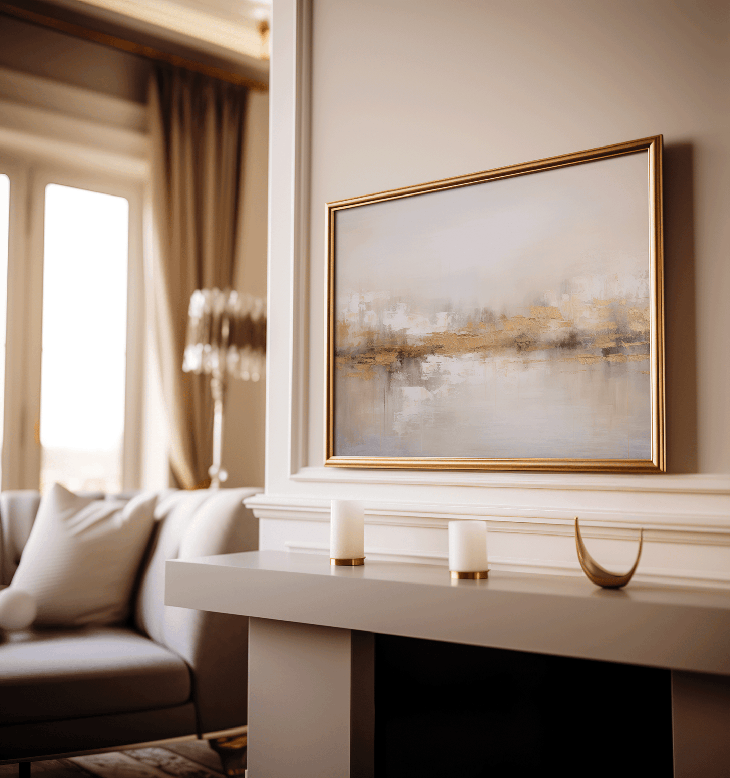 Neutral Gold Abstract Wall Art - Modern Luxury Canvas Print | Textured Landscape Painting for Living Room or Office - Buy Wall Art
