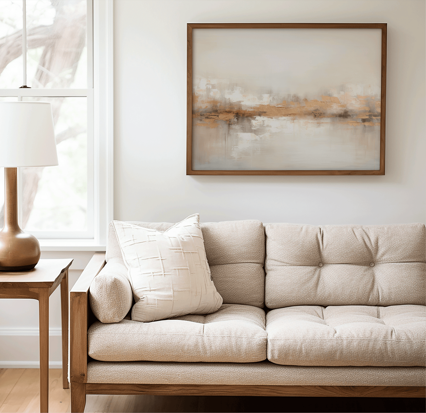 Neutral Gold Abstract Wall Art - Modern Luxury Canvas Print | Textured Landscape Painting for Living Room or Office - Buy Wall Art