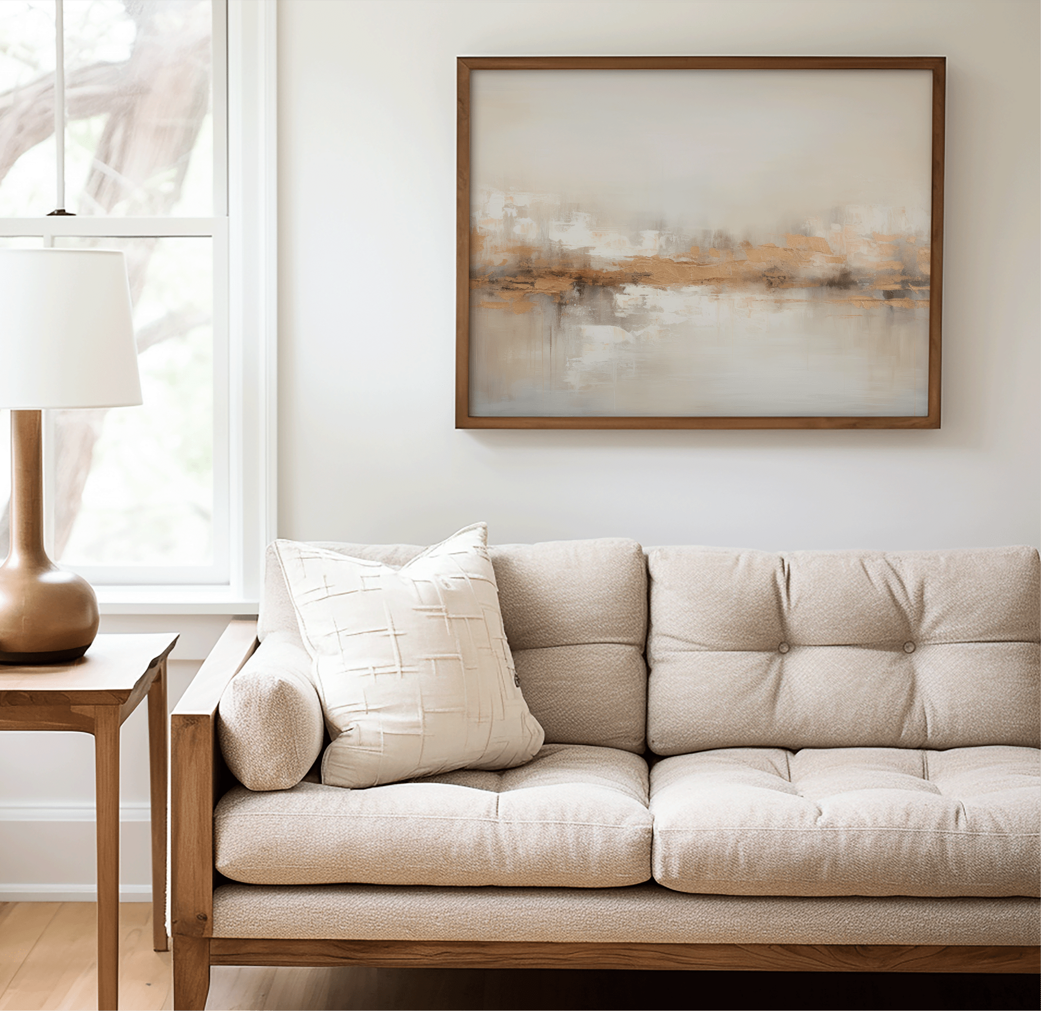 Neutral Gold Abstract Wall Art - Modern Luxury Canvas Print | Textured Landscape Painting for Living Room or Office - Buy Wall Art