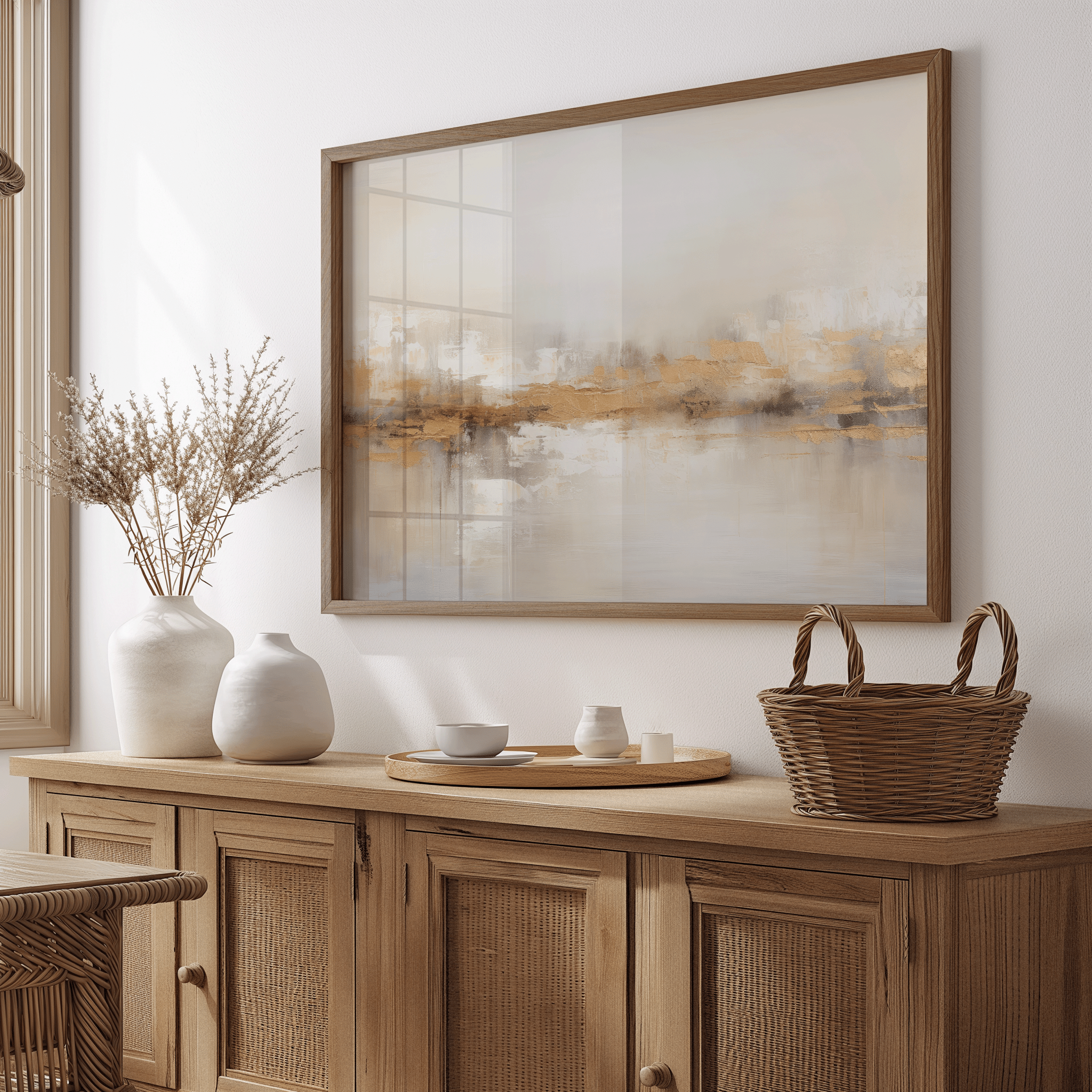 Neutral Gold Abstract Wall Art - Modern Luxury Canvas Print | Textured Landscape Painting for Living Room or Office - Buy Wall Art