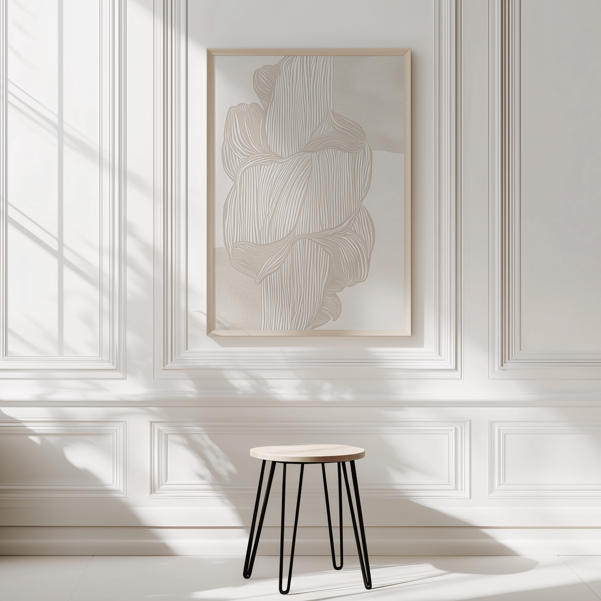 Neutral Minimal Line Art | Beige Abstract Wall Art Print for Modern Spaces - Buy Wall Art