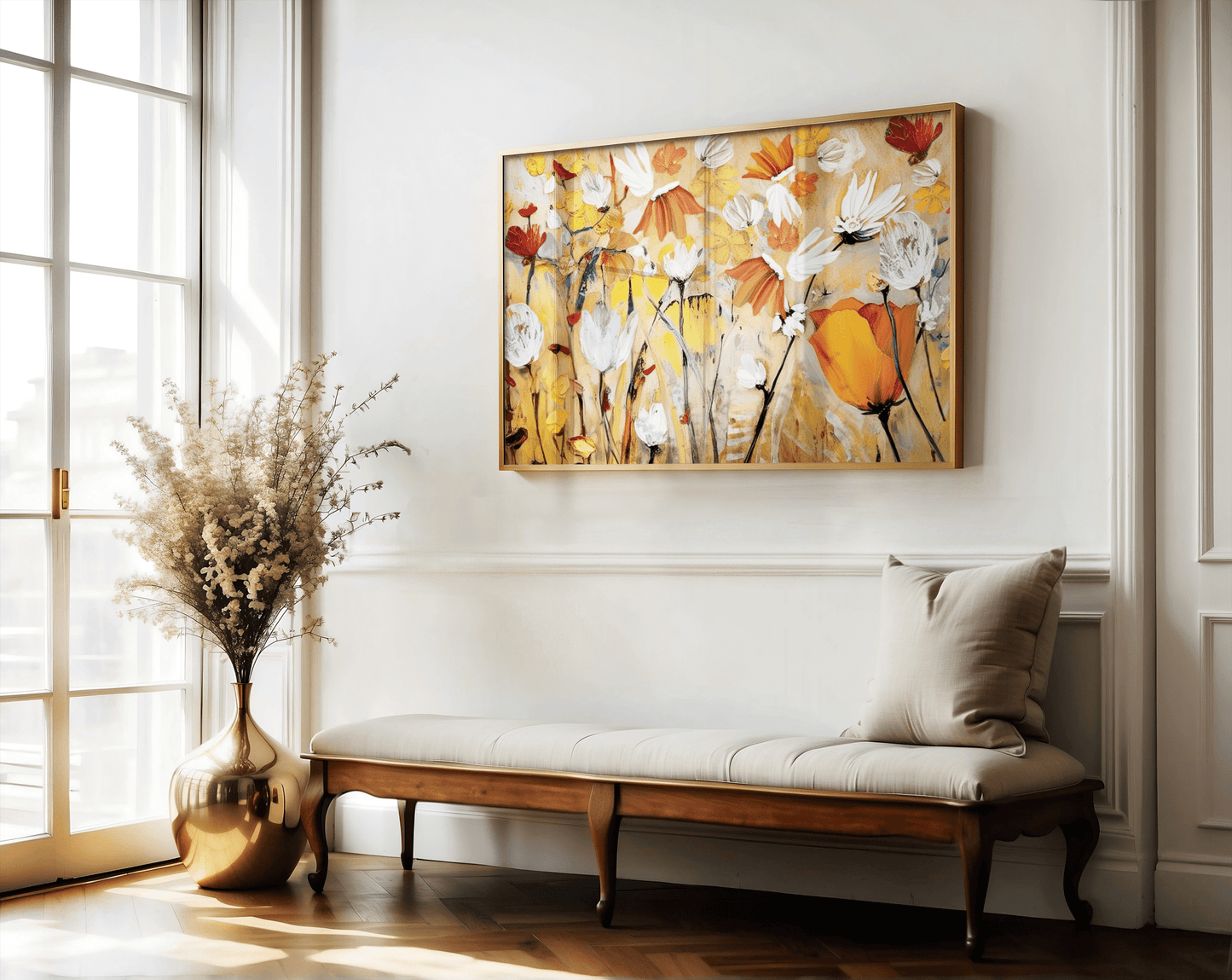 Orange and Yellow Flower Wall Art | Vintage - Inspired Spring Botanical Print - Buy Wall Art