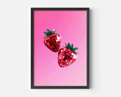 Pink Disco Strawberries Art Print | Canvas Art, Art Prints & Framed Canvas - Buy Wall Art