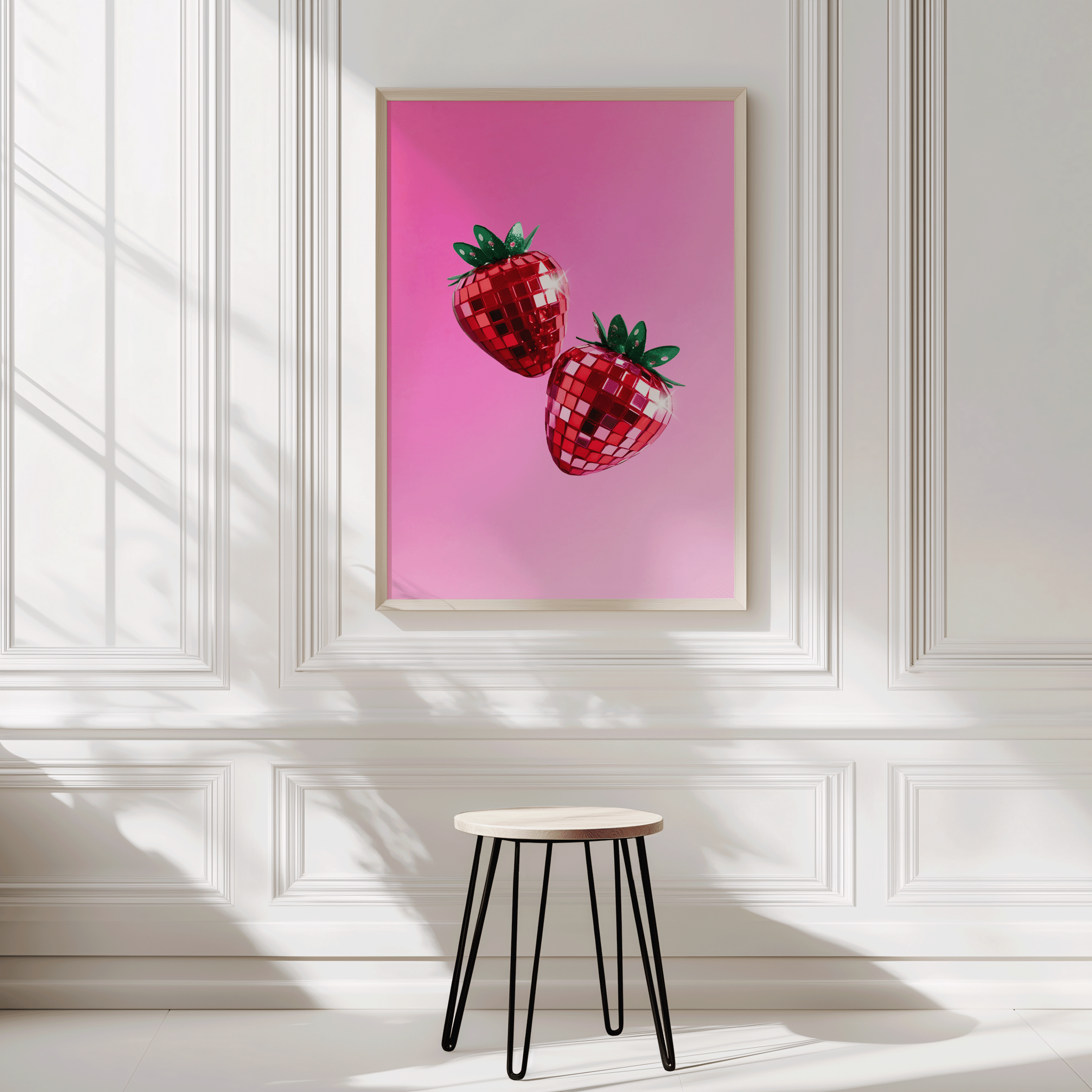 Pink Disco Strawberries Art Print | Canvas Art, Art Prints & Framed Canvas - Buy Wall Art