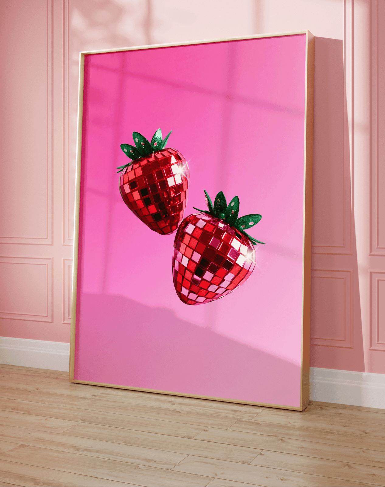Pink Disco Strawberries Art Print | Canvas Art, Art Prints & Framed Canvas - Buy Wall Art