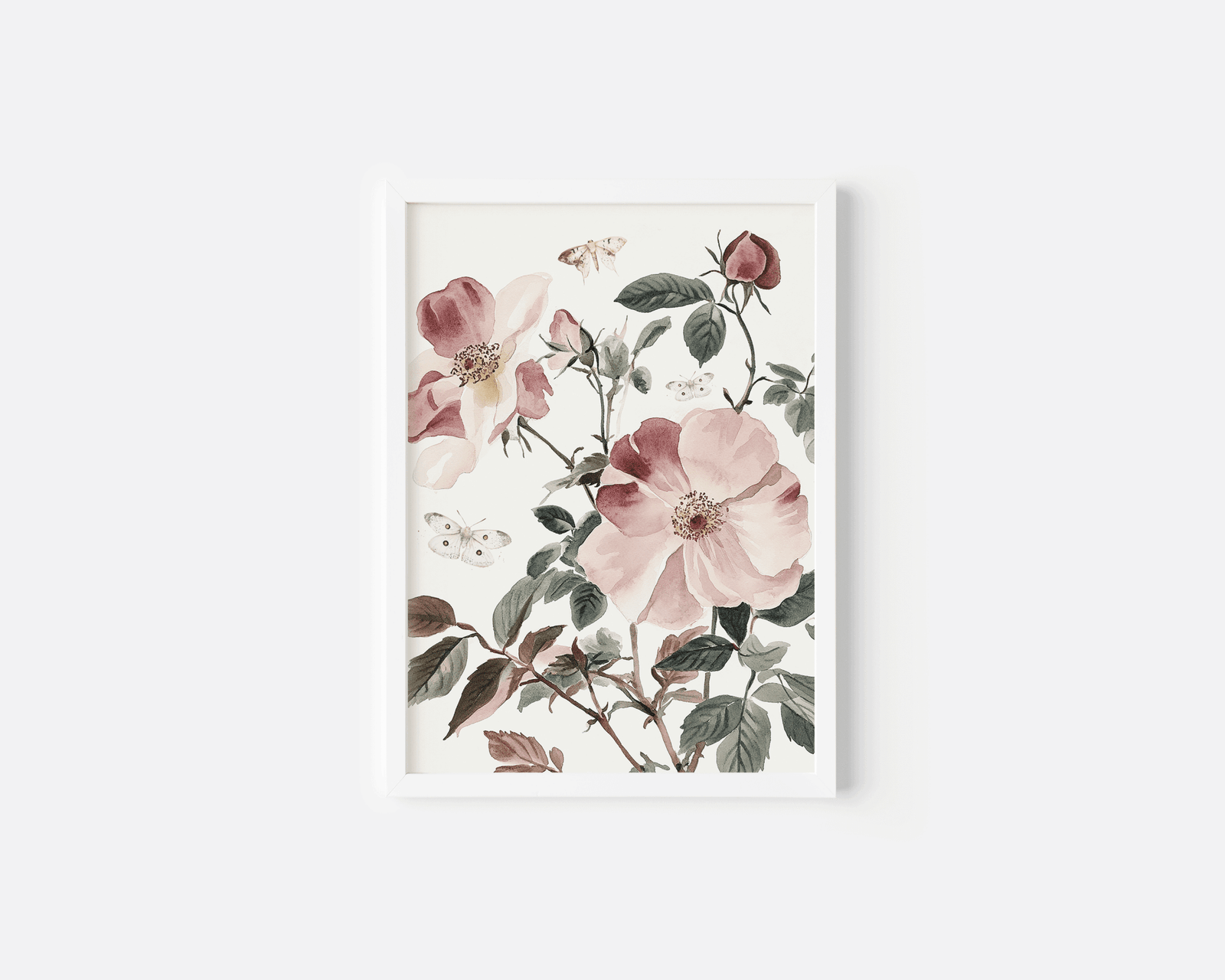 Pink Rose Nursery Wall Art | Floral Print with Butterflies for Baby Girl Room - Buy Wall Art