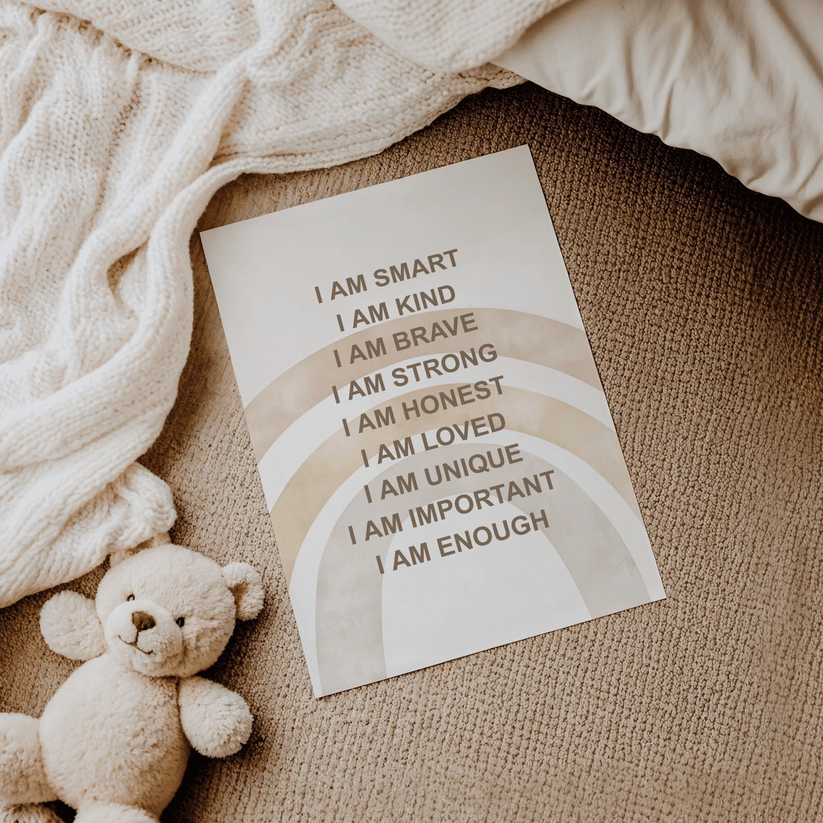 Positive Affirmations for Kids Wall Art With Boho Rainbow | Canvas Art, Art Prints & Framed Canvas - Buy Wall Art