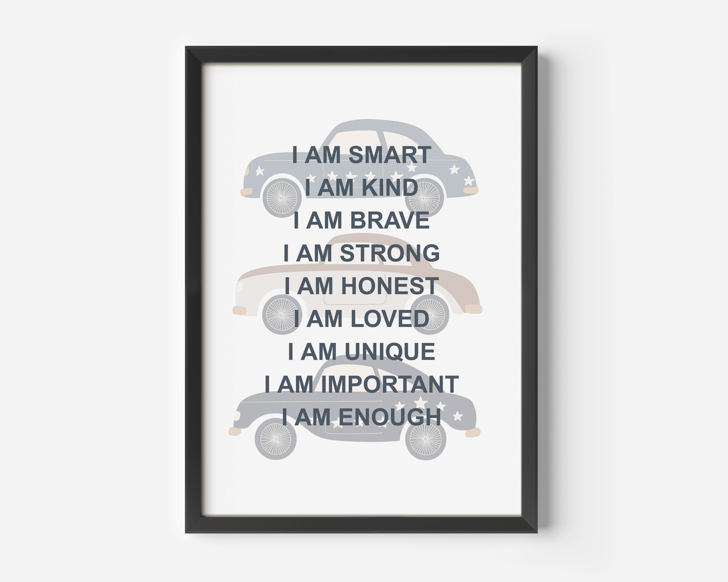 Positive Affirmations for Kids Wall Art With Cars | Canvas Art, Art Prints & Framed Canvas - Buy Wall Art