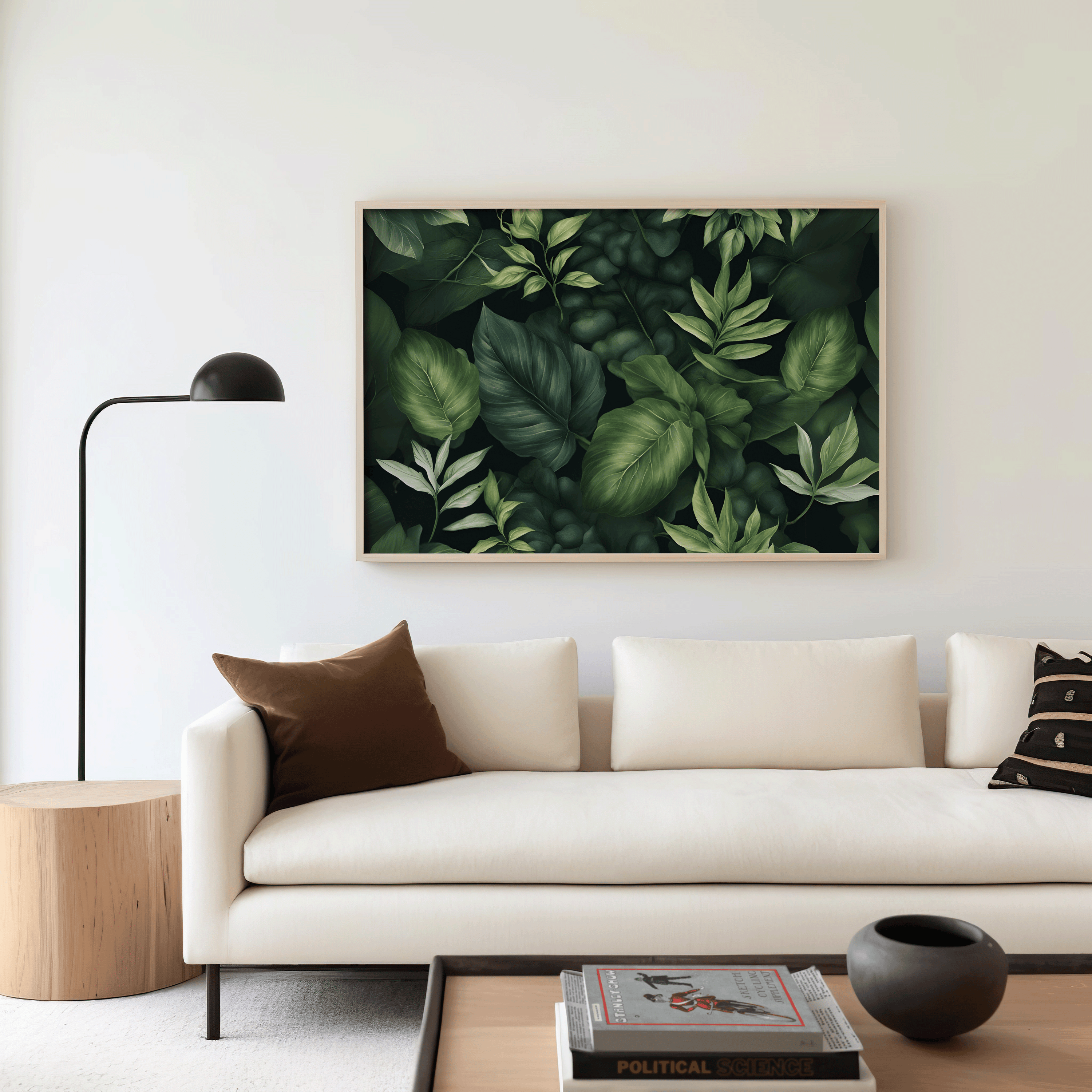 Green Monstera Canvas Print | Canvas Art, Art Prints & Framed Canvas, botanical emerald green leaves collage canvas wall art for living room bedroom bathroom nature inspired landscape wall art print