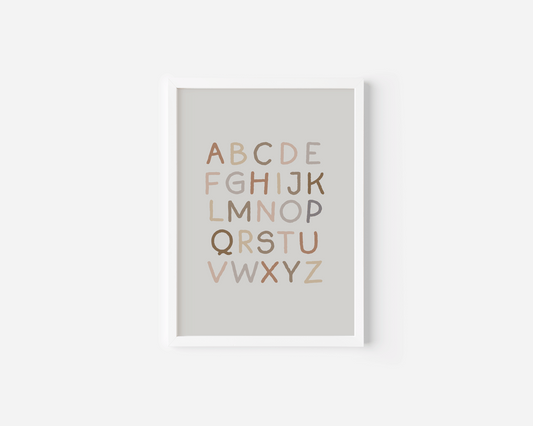 Alphabet Nursery Print | Canvas Art, Art Prints & Framed Canvas, abc boho vintage neutral minimal poster print nursery bedroom kids girl boy playroom canvas wall art