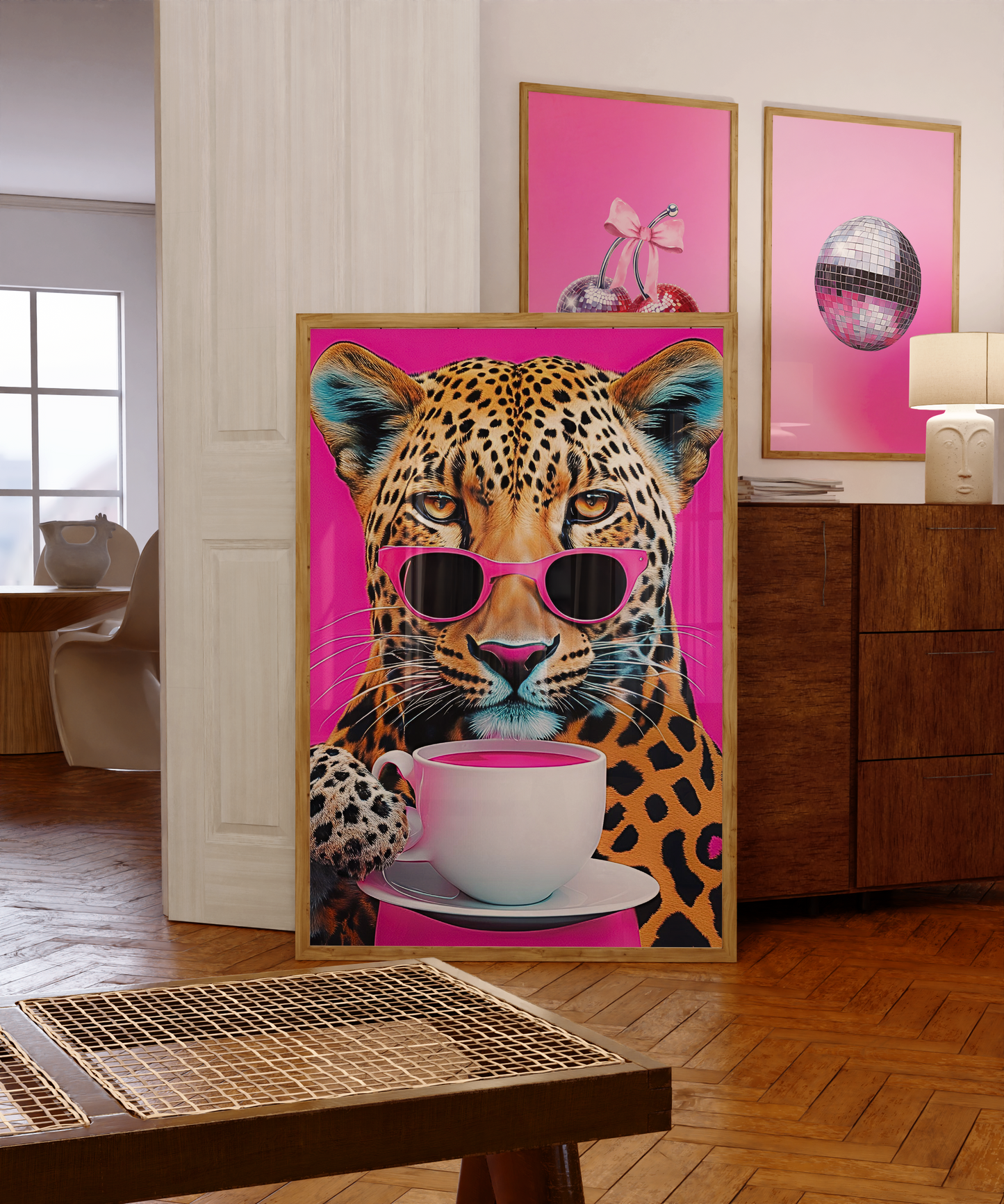 Leopard Drinking Coffee Print | Canvas Art, Art Prints & Framed Canvas