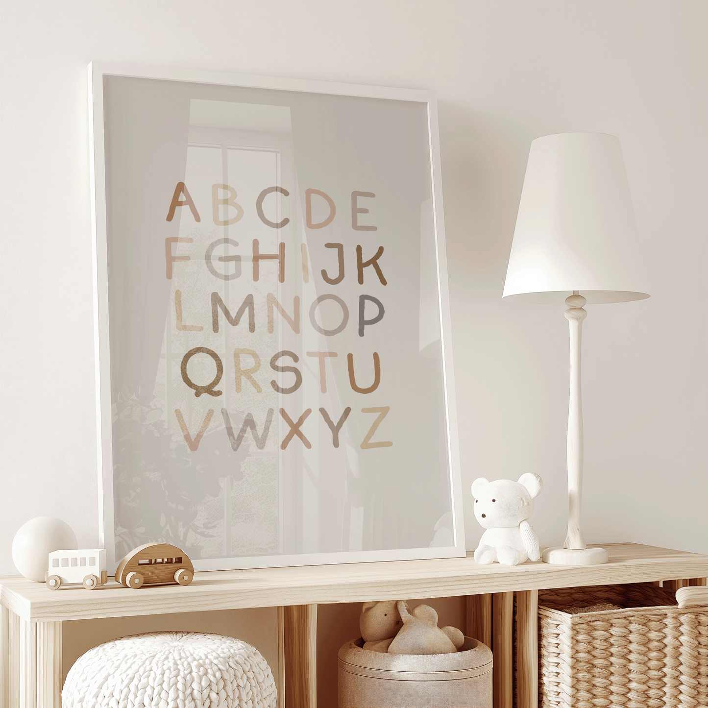 Alphabet Nursery Print | Canvas Art, Art Prints & Framed Canvas, abc boho vintage neutral minimal poster print nursery bedroom kids girl boy playroom canvas wall art