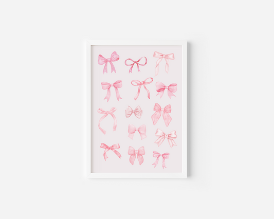 Coquette Bow Nursery Wall Art | Canvas Art, Art Prints & Framed Canvas, pink watercolor bow styles, ribbon vintage boho minimal nursery play room kids children bedroom canvas wall art, set of 2 set of 3