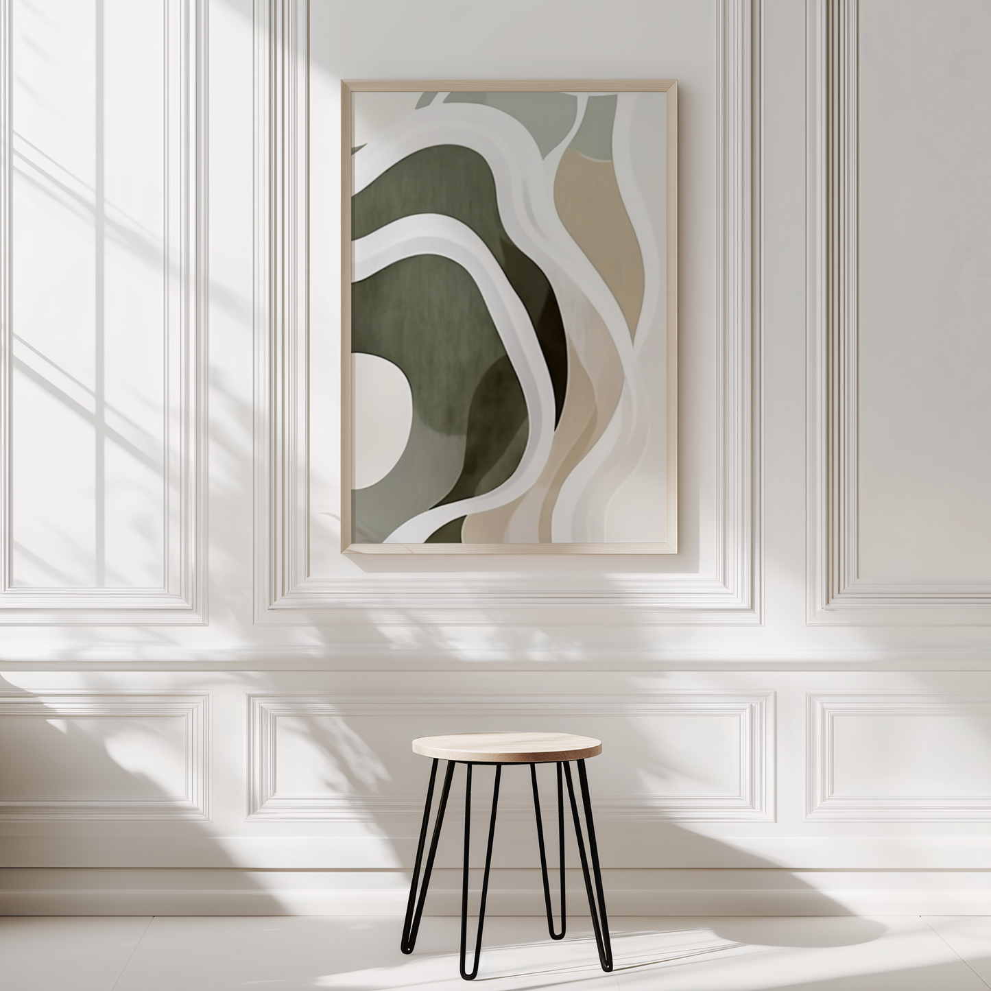 Green Beige Abstract Art | Canvas Art, Art Prints & Framed Canvas, white brown lines minimal geometric shapes canvas wall art